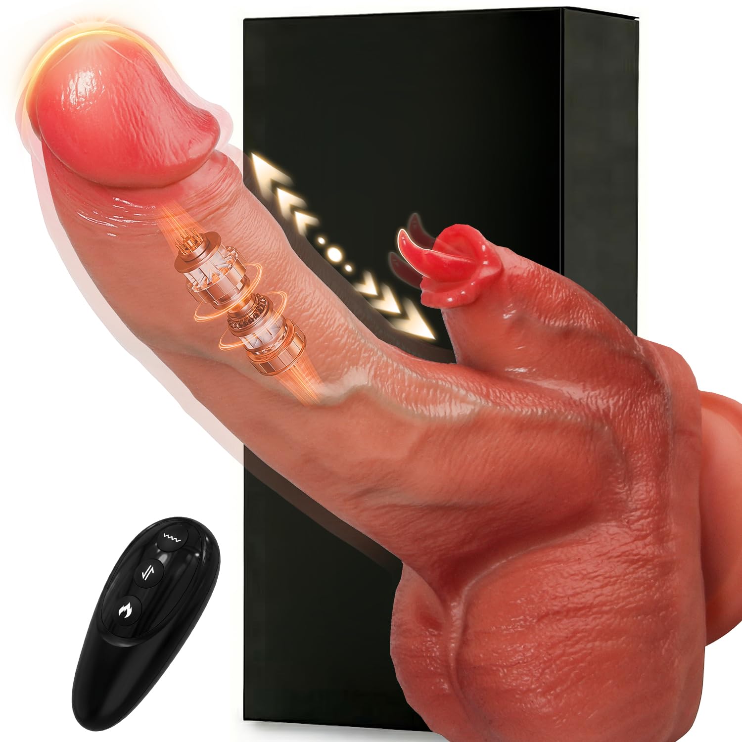 Consolador vibrador realista para mujer, consolador de vibración con 10 vibraciones, 7 lamidas de lengua, 7 empujes, juguete sexual para farue con calefacción, vibrador de cola de dilo, punto G