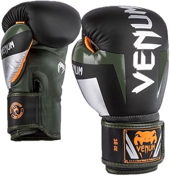 VENUM Boxing Gloves ELITE BOXING GLOVES Black x Silver x Khaki VENUM-1392-604 / Sparring Gloves Boxing Kickboxing Fitness