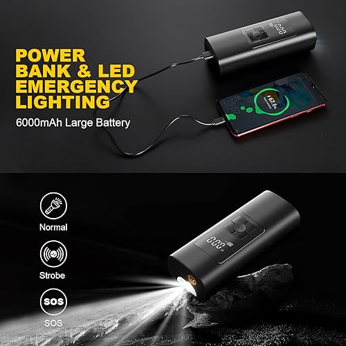 Miniatura 5 de SIVROCK Inflador de neumáticos, compresor de aire portátil de 150 PSI, inflador de neumáticos de doble potencia de 12 V CC, compresor de aire