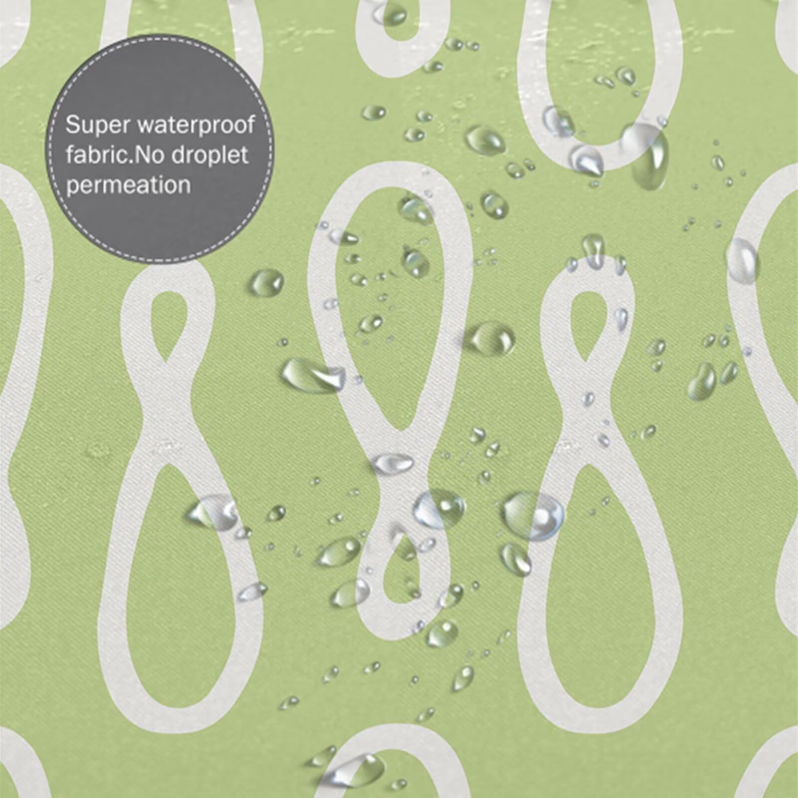 Rideau de Douche 180x240 cm - Tissu Polyester Imperméable Anti-Moisissure - 12 Anneaux Inclus - Ourlet Lesté pour Stabilité - Lavable en Machine - Idéal de Baignoire et Douche - Vert & Blanc Y1#514