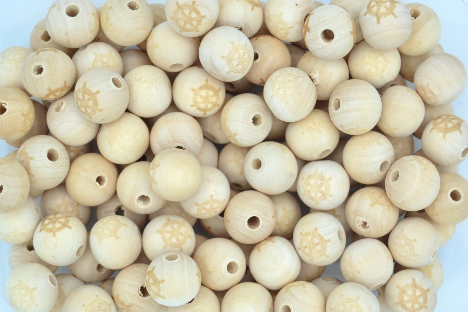 celloexpress Natural Wooden Round Beads Used for Handmade Jewellery or Macrame (Helm - Papaya - 20mm x 18mm (4mm Hole), Pack of 100) — image 1