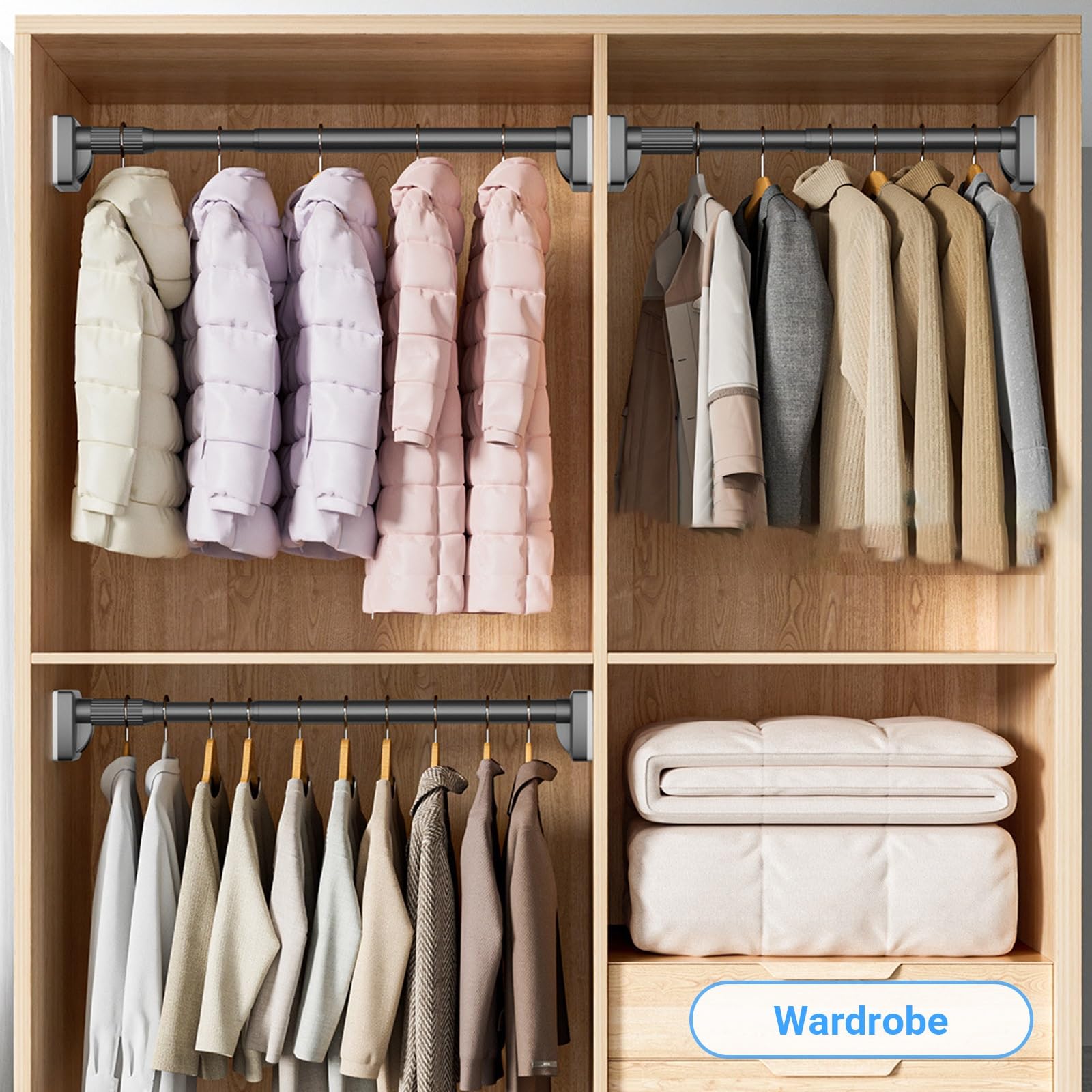 Teles Barra de ducha 40490 cm, sin taladro, ajustable, con ventosas, ideal para baño, cocina y puerta (plata, 70120 cm)