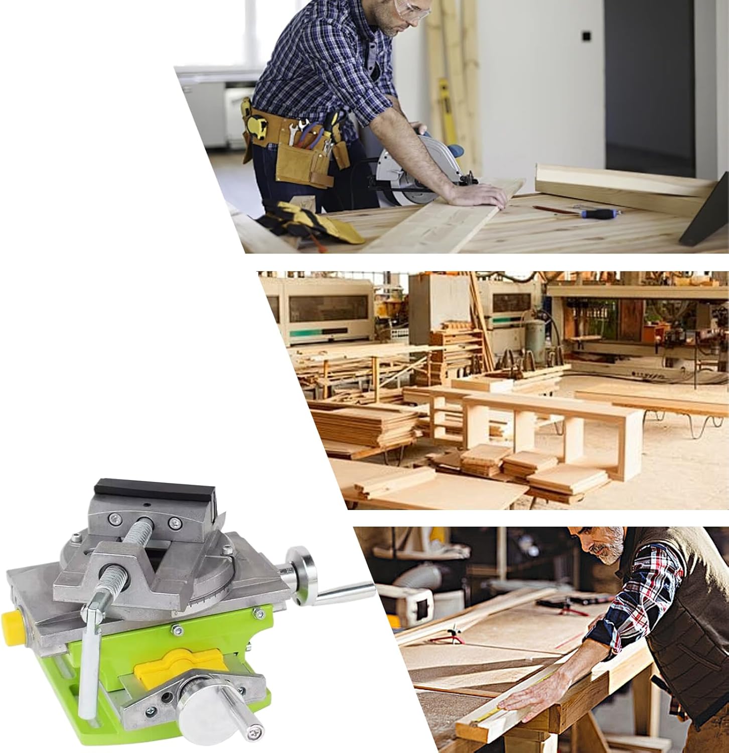 Drill Press Vise - Crosses Slide Milling Vise, Metal Milling Bench Clamp for Precise Positioning, Heavy-Duty Drilling Piece, Refined Knobs with Cast-Iron-Base, Woodworking Accessory for Millings