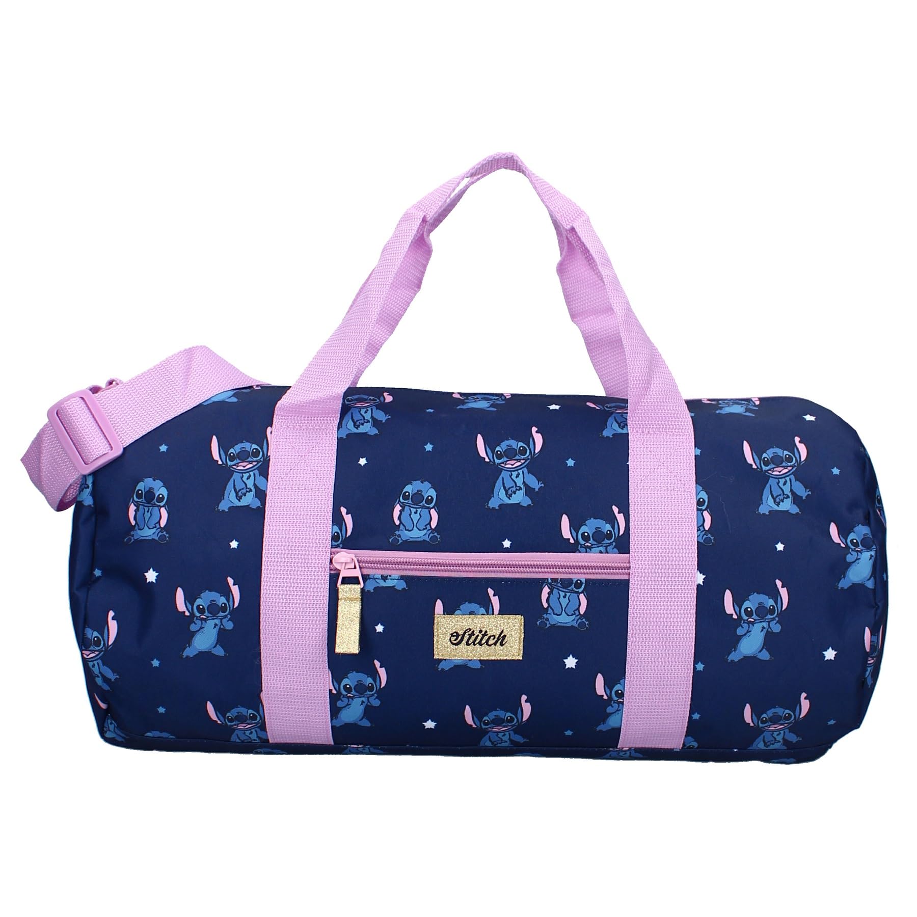STITCH Feeling Right - Borsa da Sport Viaggio in poliestere con tracolla e manici - Travel Bag - dimensioni 45x22x22cm - Originale Disney Lilo e Stitch