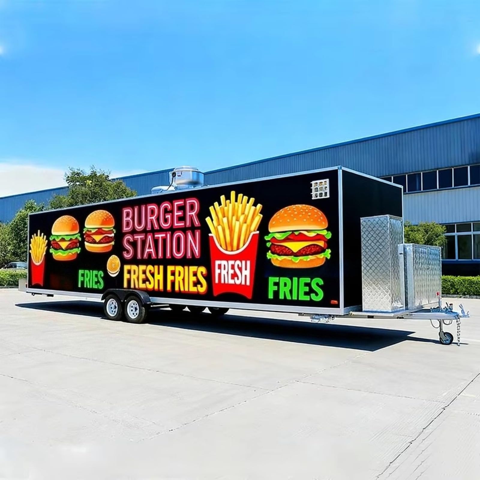Mobile Food Trailer Fully Equipped for Sale, Stainless Steel Coffee Ice Cream Fast Food Snack Food Truck, Customized Concession Trailer, for Festivals & Business