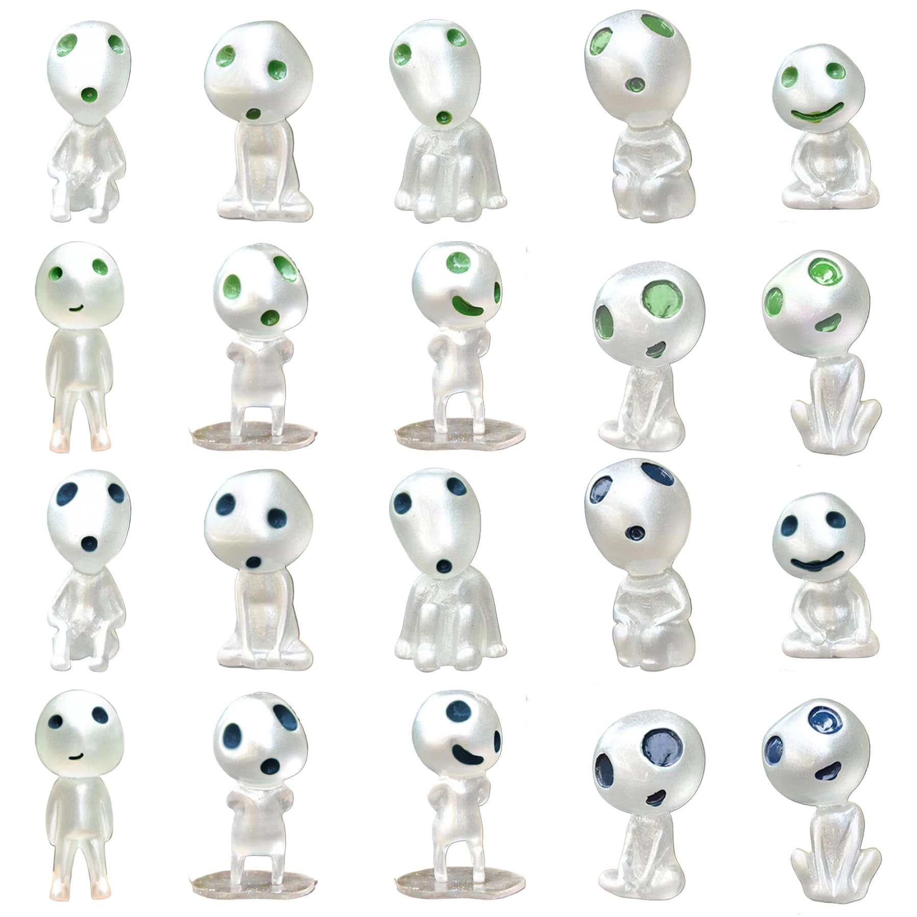 Porgeel Mini Alien Figures 20Pcs Alien Figurine Glow in the Dark Tiny Toy 10 Styles Resin Figure Party Favors for Kids
