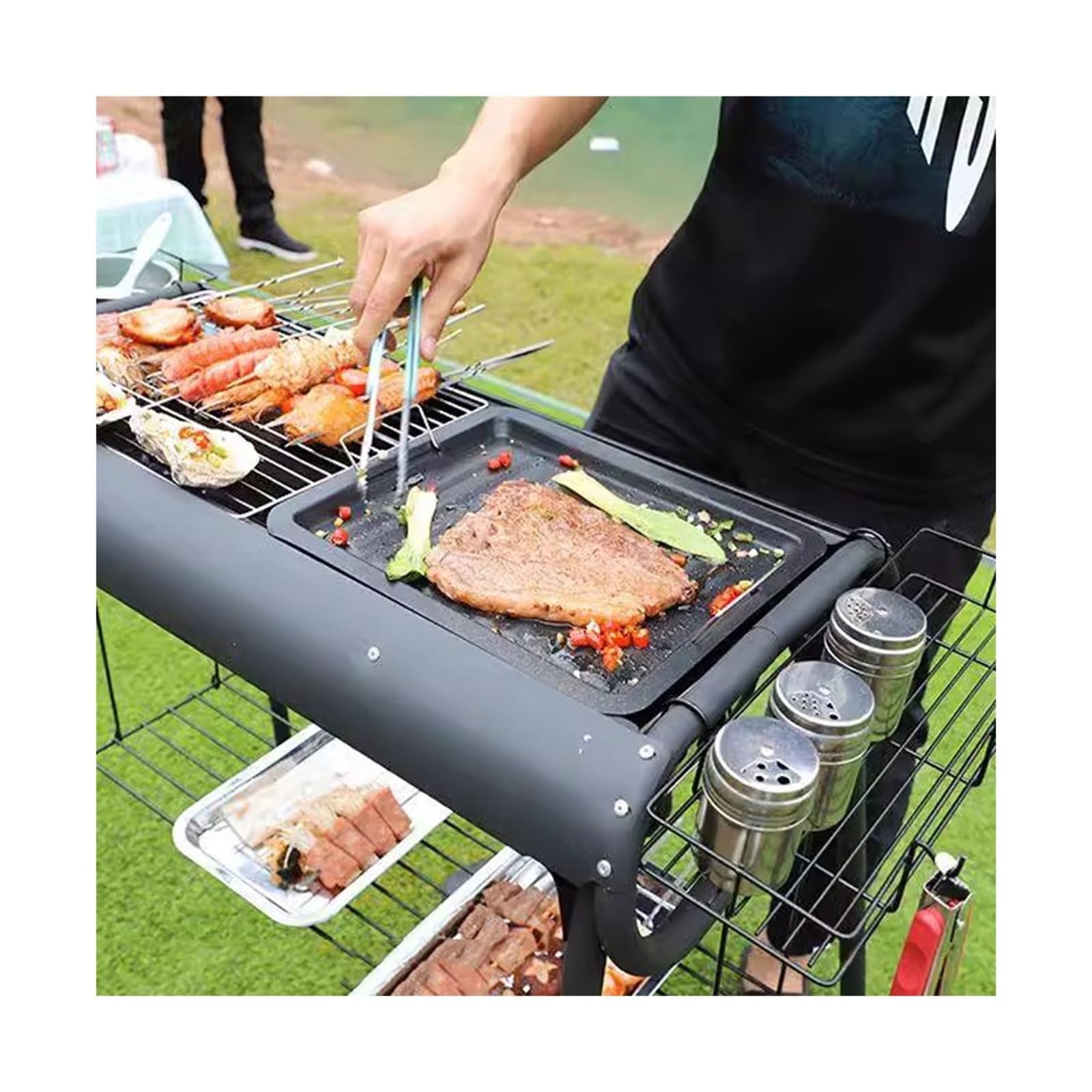 Grill na świeżym powietrzu Stojak na grilla węgiel drzewny. Zagęszczony piec do grillowania zewnątrz. Składany i ciągnięty Grill Grillowy