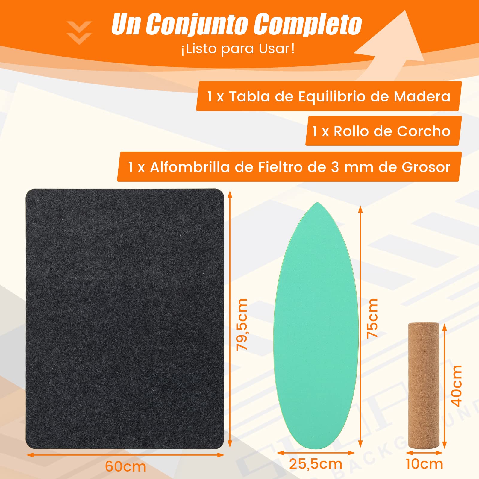 COSTWAY Balance Board, Tabla de Equilibrio de Madera de Abedul y Corcho, Skateboard Hockey Snowboard y Surf, Incluye Rodillo y Cobertura Antideslizante