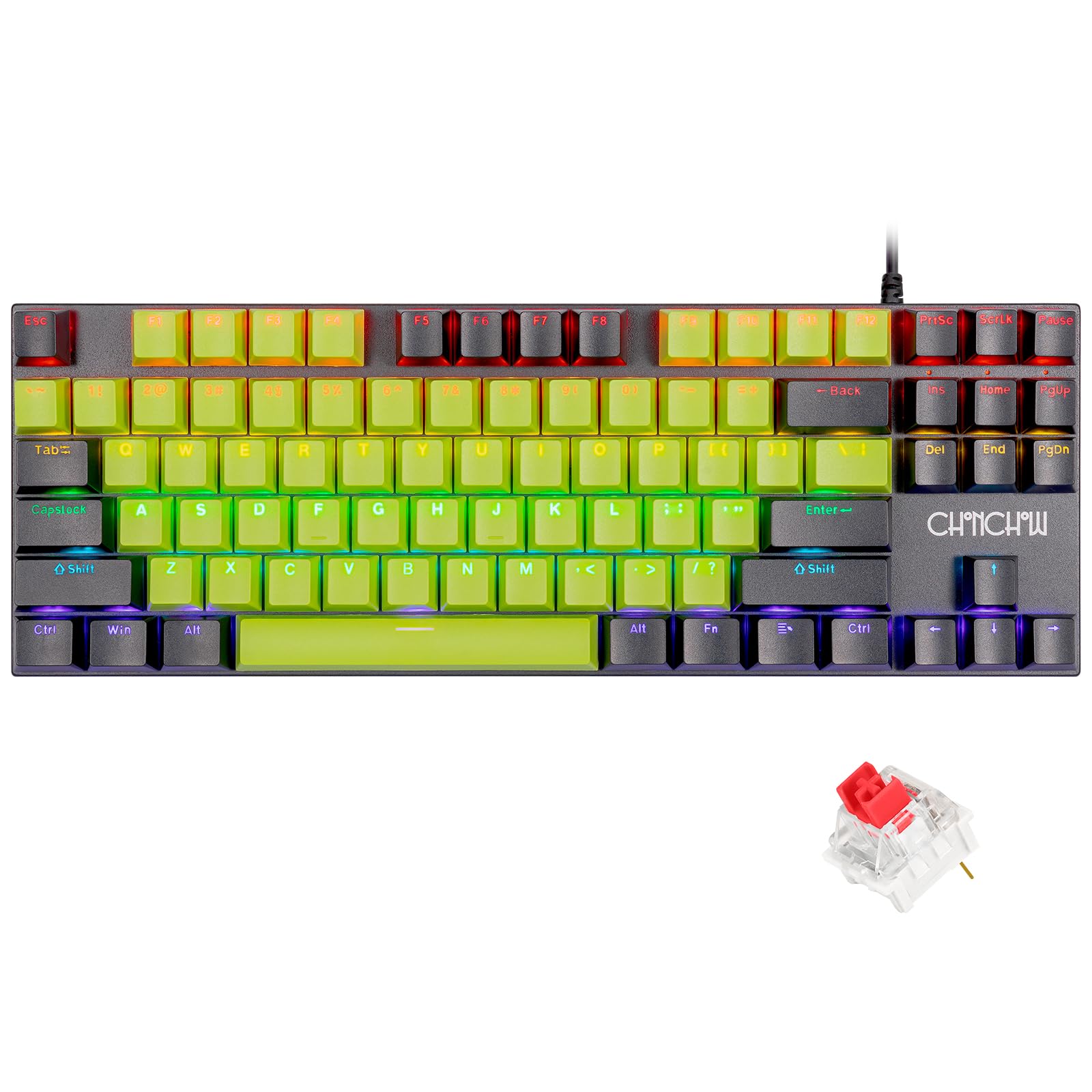 Amazon | CHONCHOW ゲーミングキーボード 赤軸 アンチゴースト
