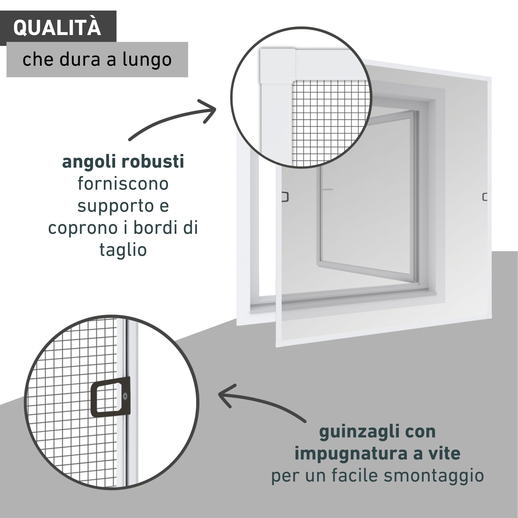 Windhager Zanzariera con Telaio in Alluminio per finestre, 100 x 120 cm, Bianco