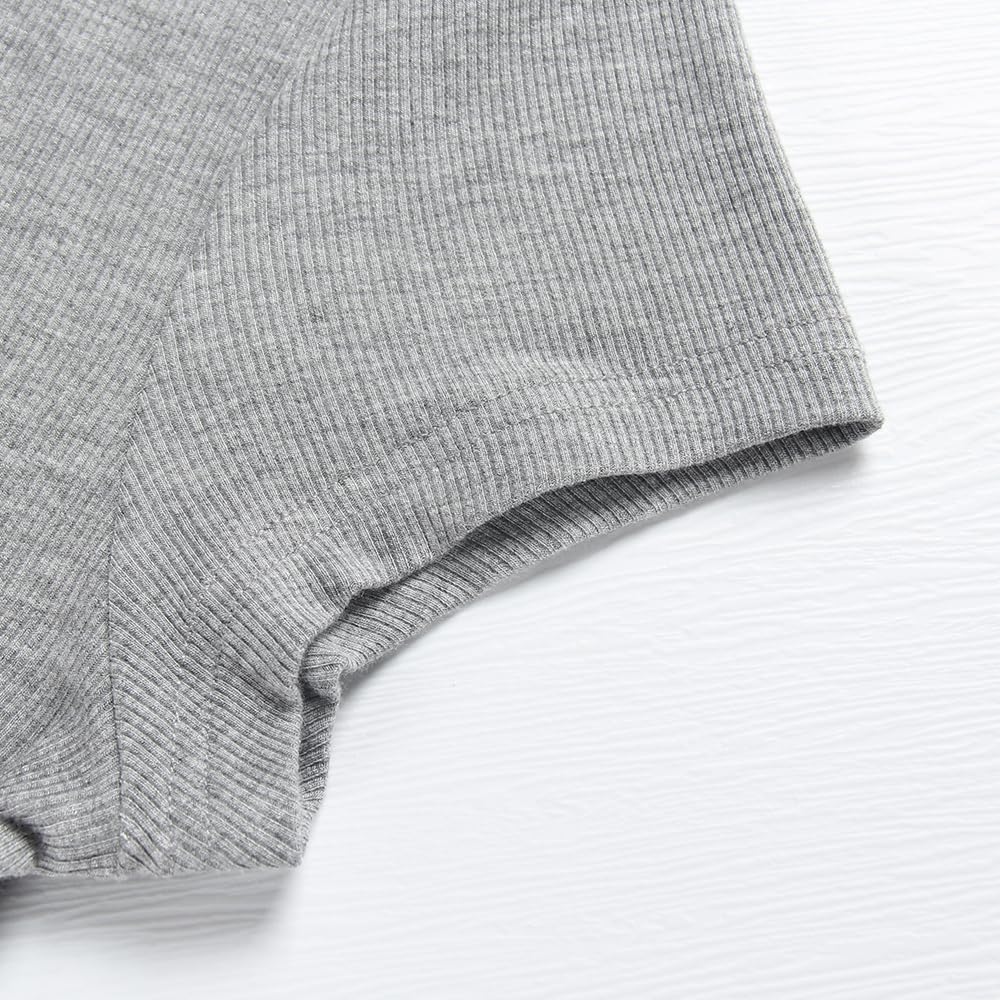 Artfish Women's Short Sleeve Shirts Crewneck Cropped Workout Slim Fitted Ribbed Casual Basic T-Shirts - Image 4