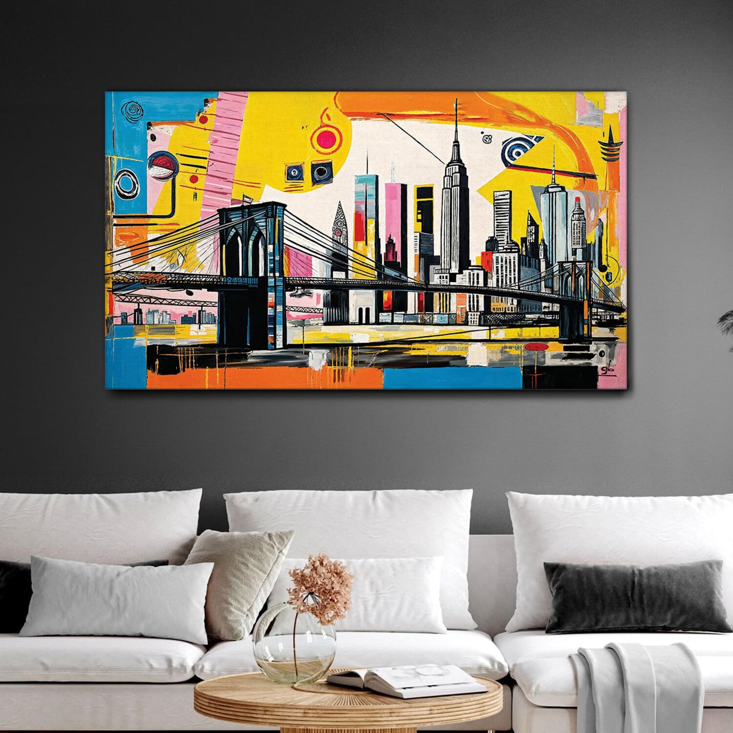 Giallobus - Quadro - 70 - Brooklyn Bridge - 02 - Tela Canvas Telaio Standard - 140x80 - Pronto da Appendere - Quadri Moderni per la casa