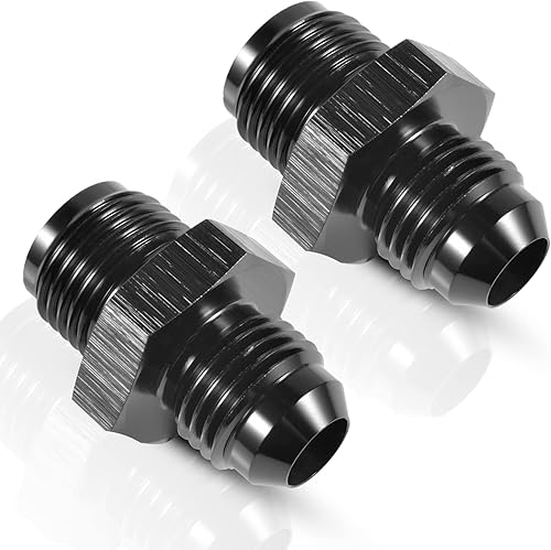Miniatura 9 de 6AN macho a 12 x 20 invertido Flare Rosca Adaptadores Adaptadores Aluminio Recto Negro Paquete de 4