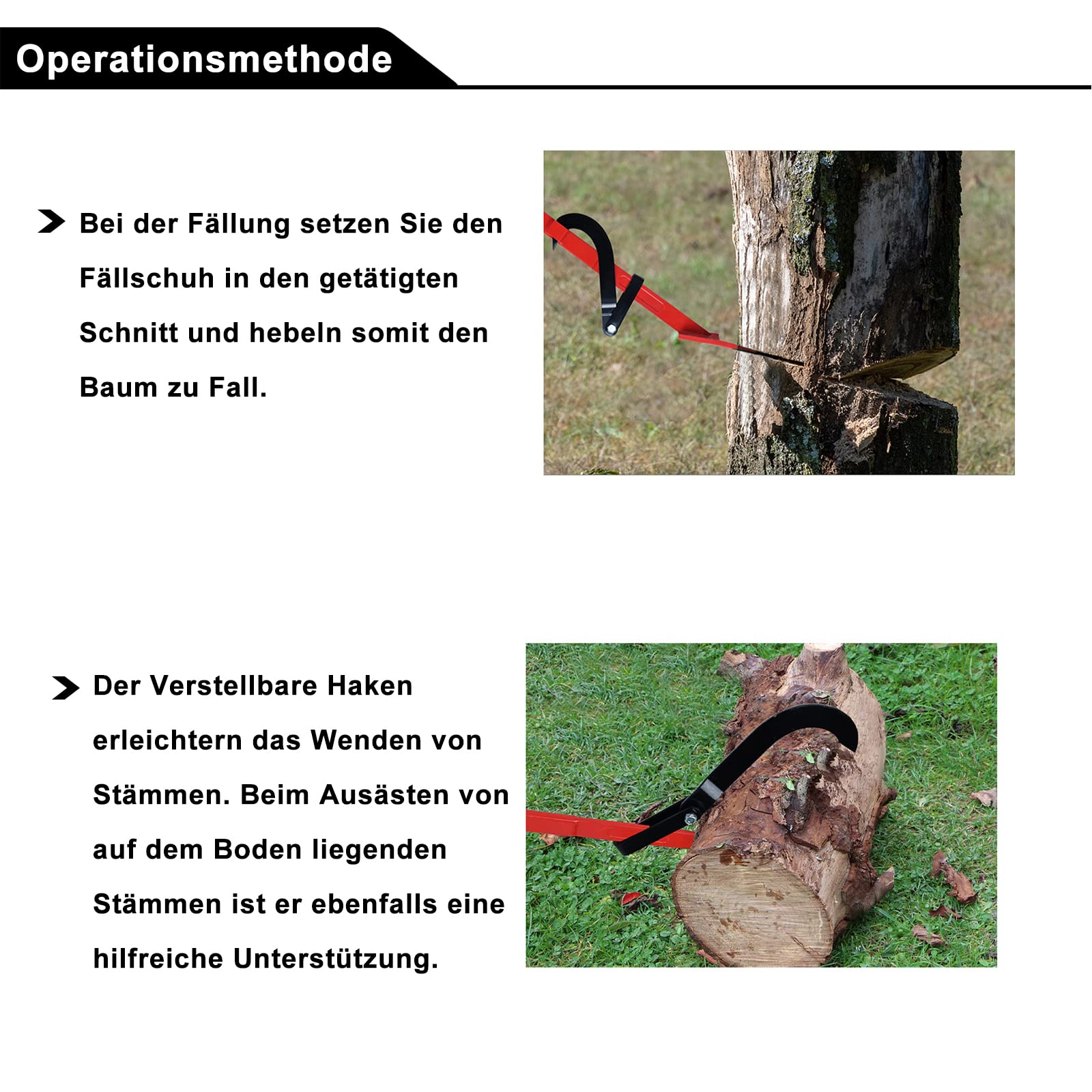 XMTECH Fällheber zum Baumfällen 130cm, Stammheber Geschmiedeter Kantheber, Fällheber mit Wendehaken Ergonomischer Rutschfester Handgriff, Wendehilfe Fällhilfe Schwerlast-Fällheber, max. 250 KG