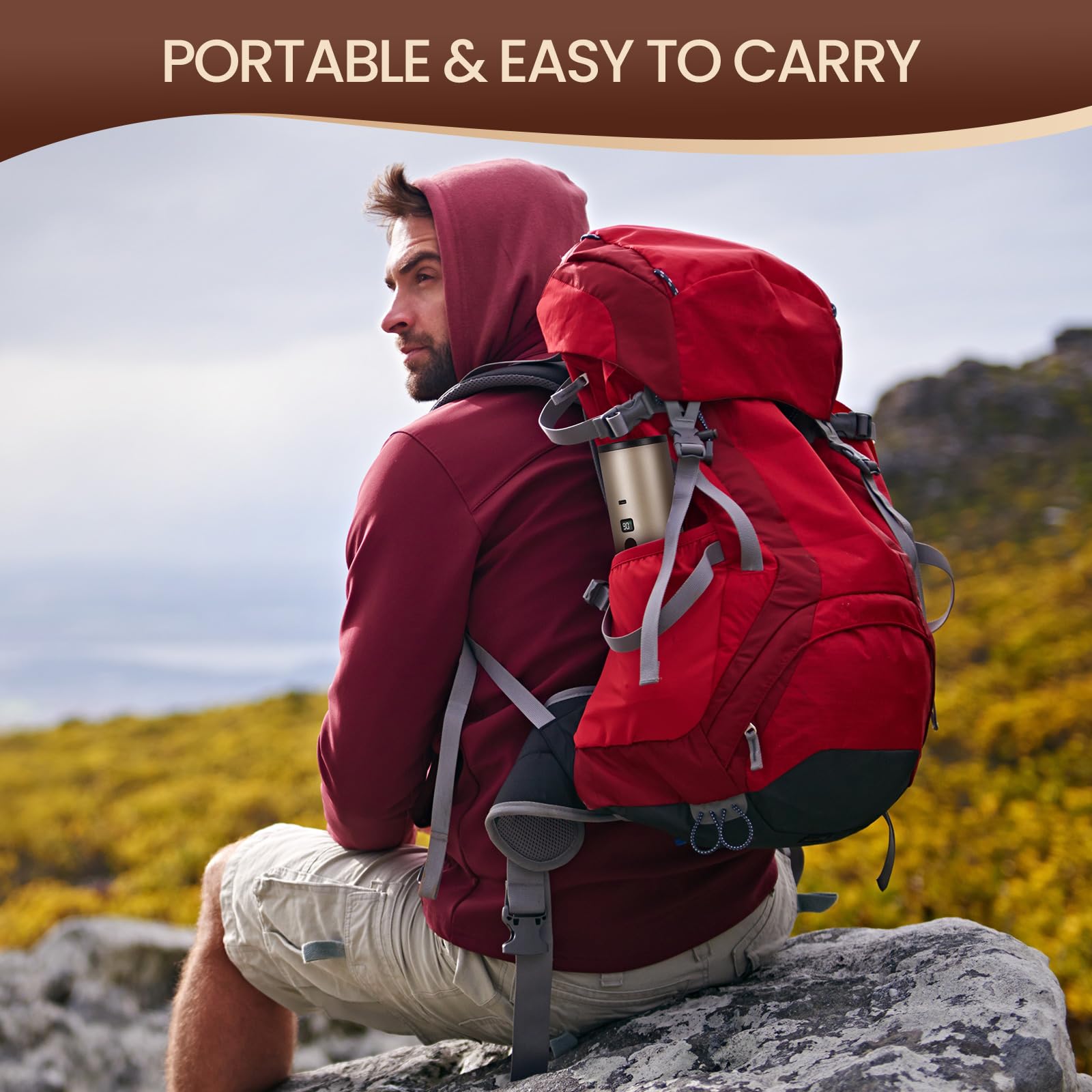 LAMA Máquina de café portátil, máquina de café espresso eléctrica con puerta de café mini máquina de cápsulas, compatible con cápsulas café molido, calentador instantáneo, para camping viajes, champán