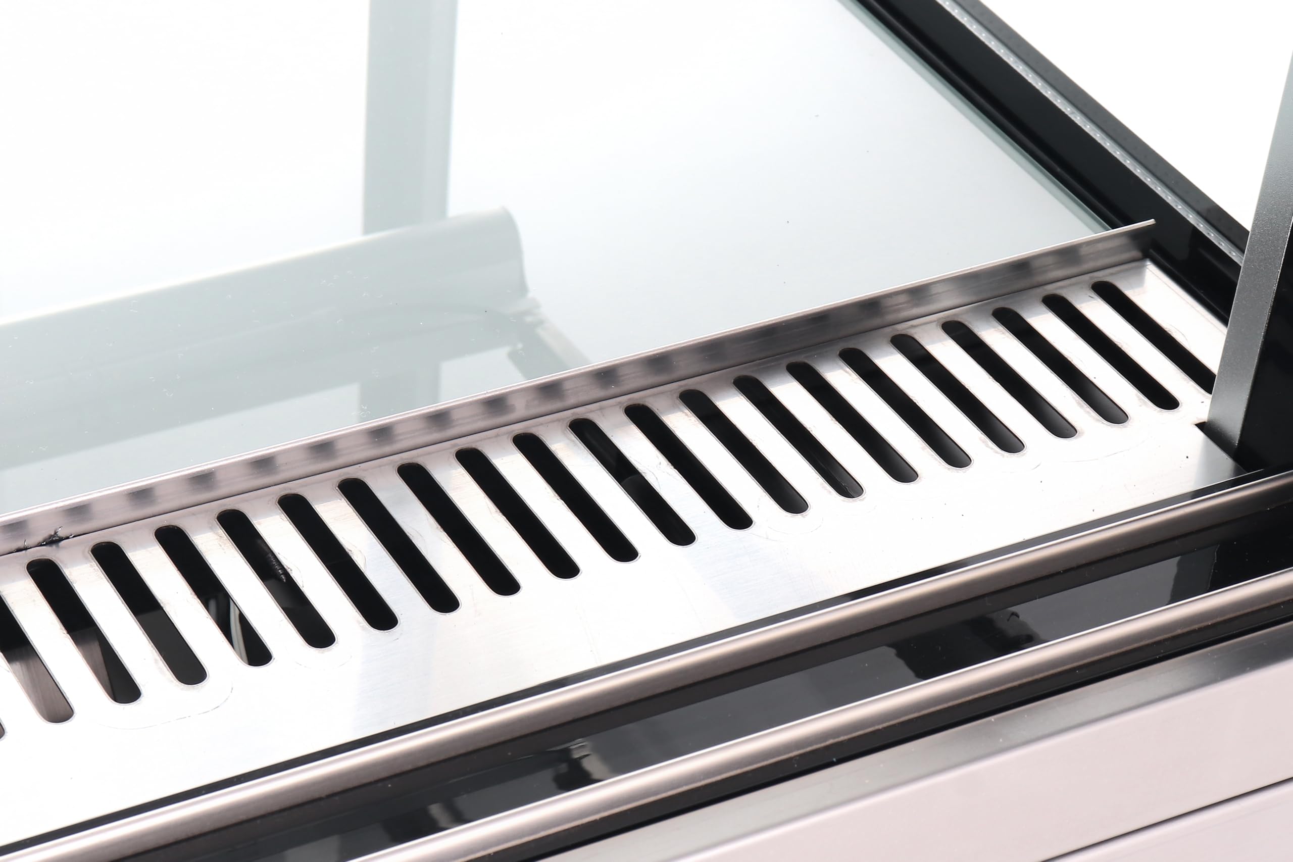 METRO Professional Vetrina Refrigerante GCV1470, Acciaio Inox/Vetro, 151.5x67.5x121 cm, 510L, 490W, 2 Ripiani, con Ruote, Argento