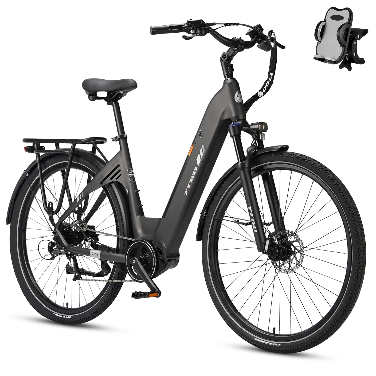 ttgo C7 SE 28 Zoll E-Bike für Damen & Herren, Pedelec mit BAFANG 250W Mittelmotor 75Nm, 36V 18Ah Akku abnehmbar, 110–130 km Reichweite, Shimano 9-Gang, CST 28"*2.0, StVZO