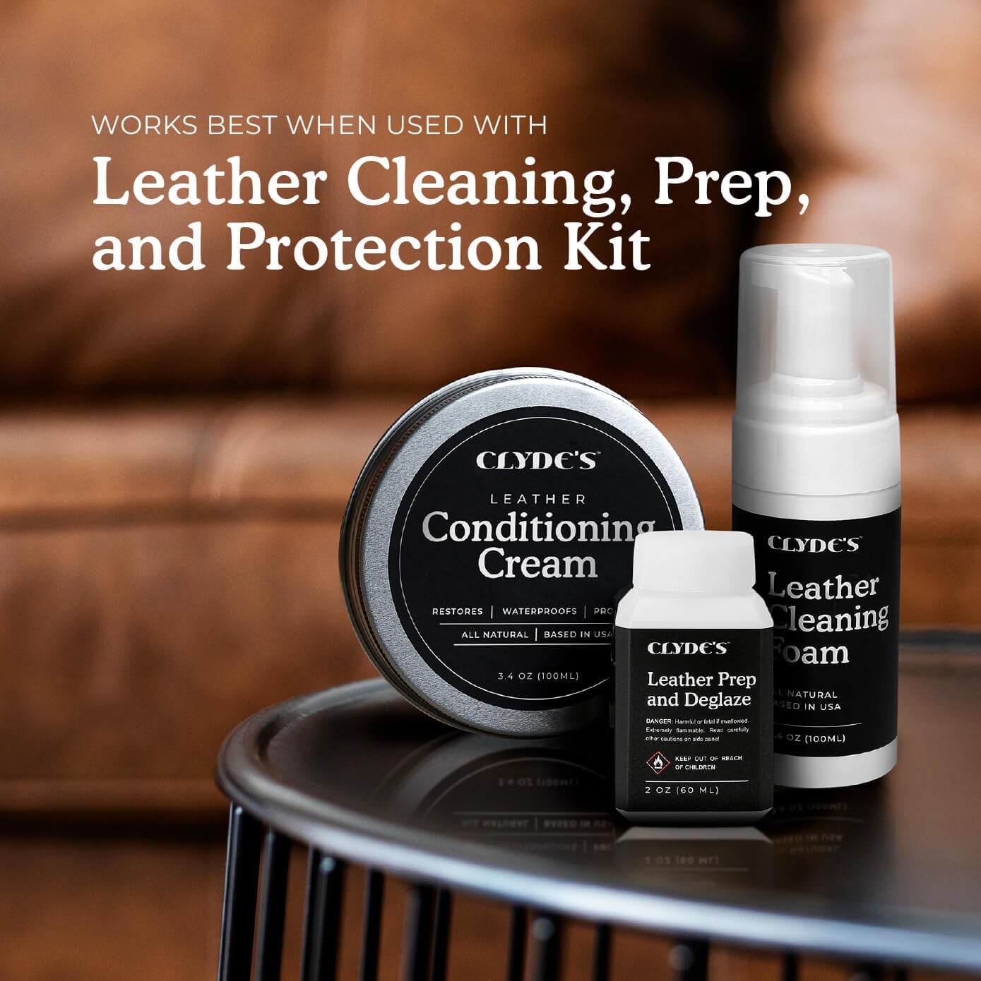 Clyde's™ Leather Preparer and Deglazer | Best for Non Absorbent Leather Surfaces | Remove Factory Finishes from Furniture, Auto Interior, Tack, and Shoes | to Be Used Before Leather Recoloring Balm - Image 7
