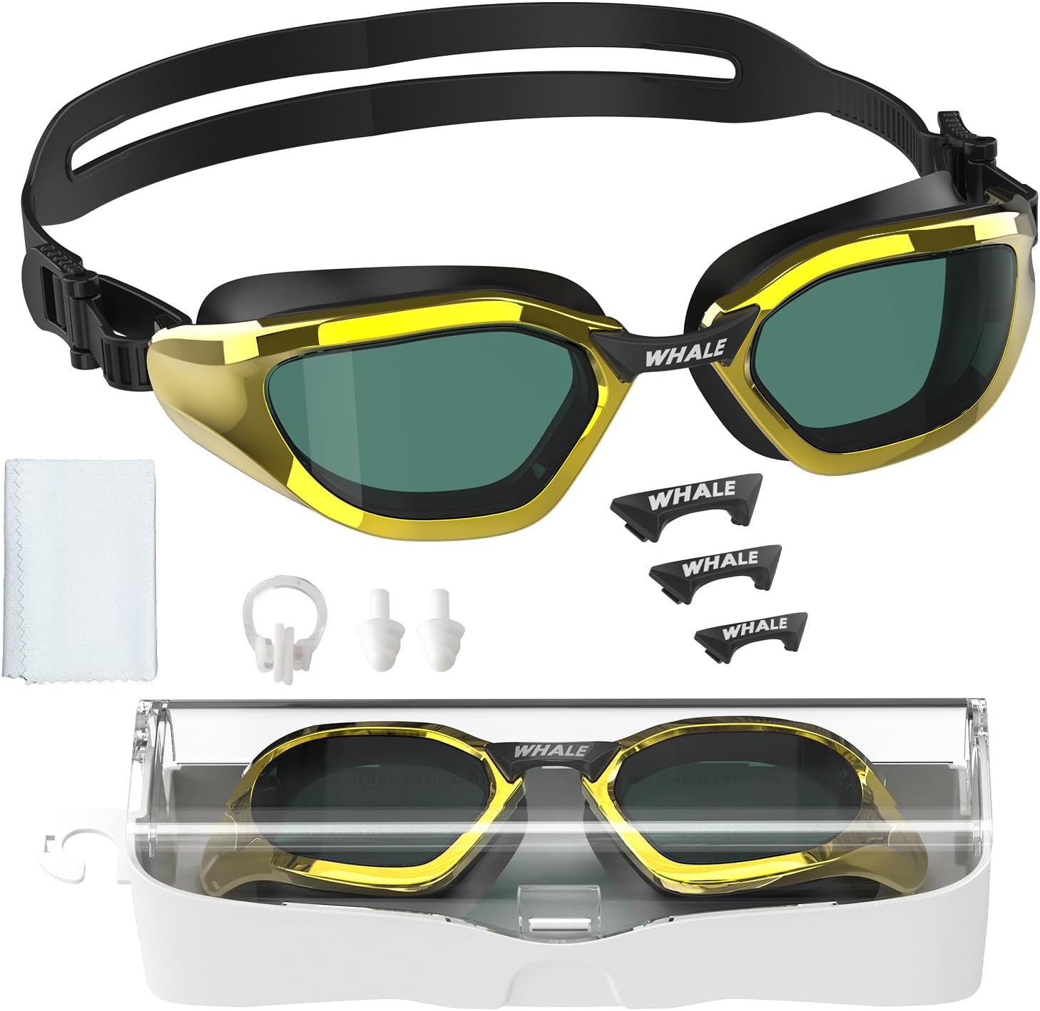 Whale Anti Fog Swim Goggles for Adults - UV Protection & Leak Proof Wide View Lens, Unisex Comfort Fit for Men Women