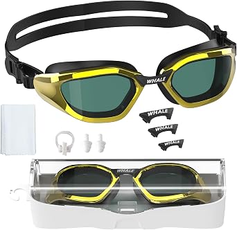 Whale Anti Fog Swim Goggles for Adults - UV Protection & Leak Proof Wide View Lens, Unisex Comfort Fit for Men Women