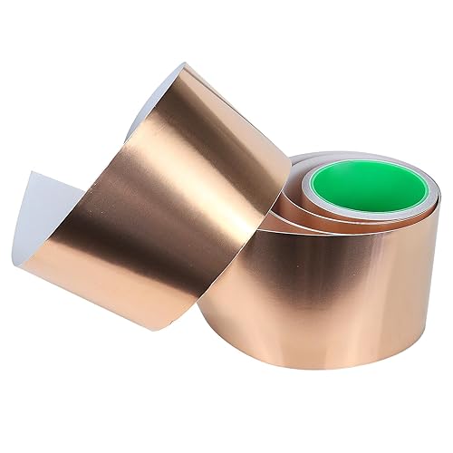 Miniatura 36 de BOMEI PACK Cinta de lámina de cobre, paquete de 3 (1 pulgada 1/2 pulgada 1/4 pulgadas x 66 pies) con adhesivo conductor para reparaciones