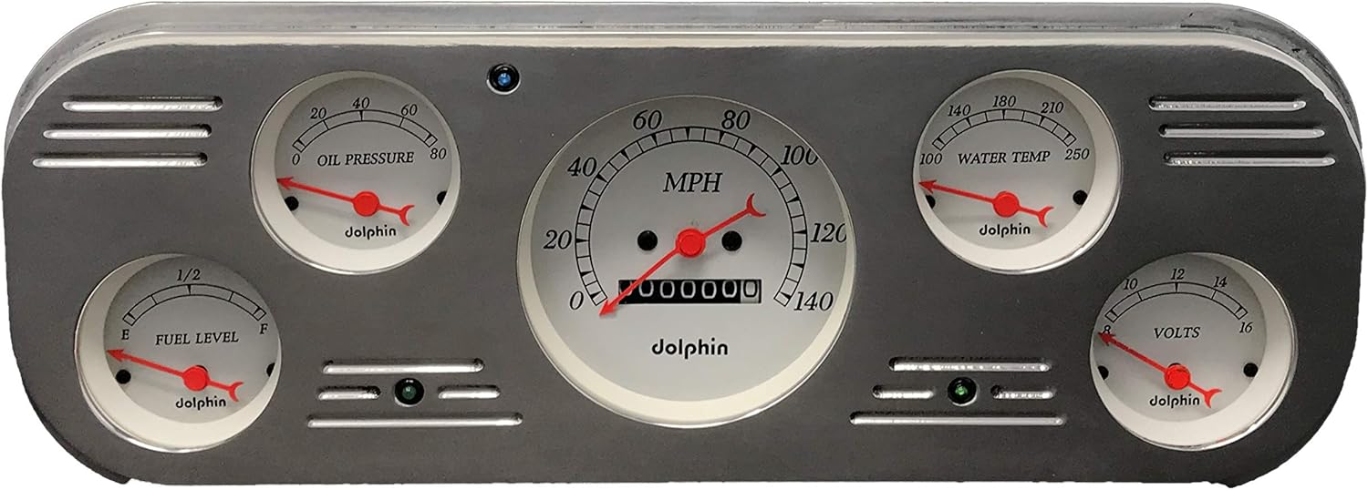 Dolphin Gauges 1937 1938 Chevy Car 5 Gauge Dash Cluster Panel Set Rear Mount Mechanical White