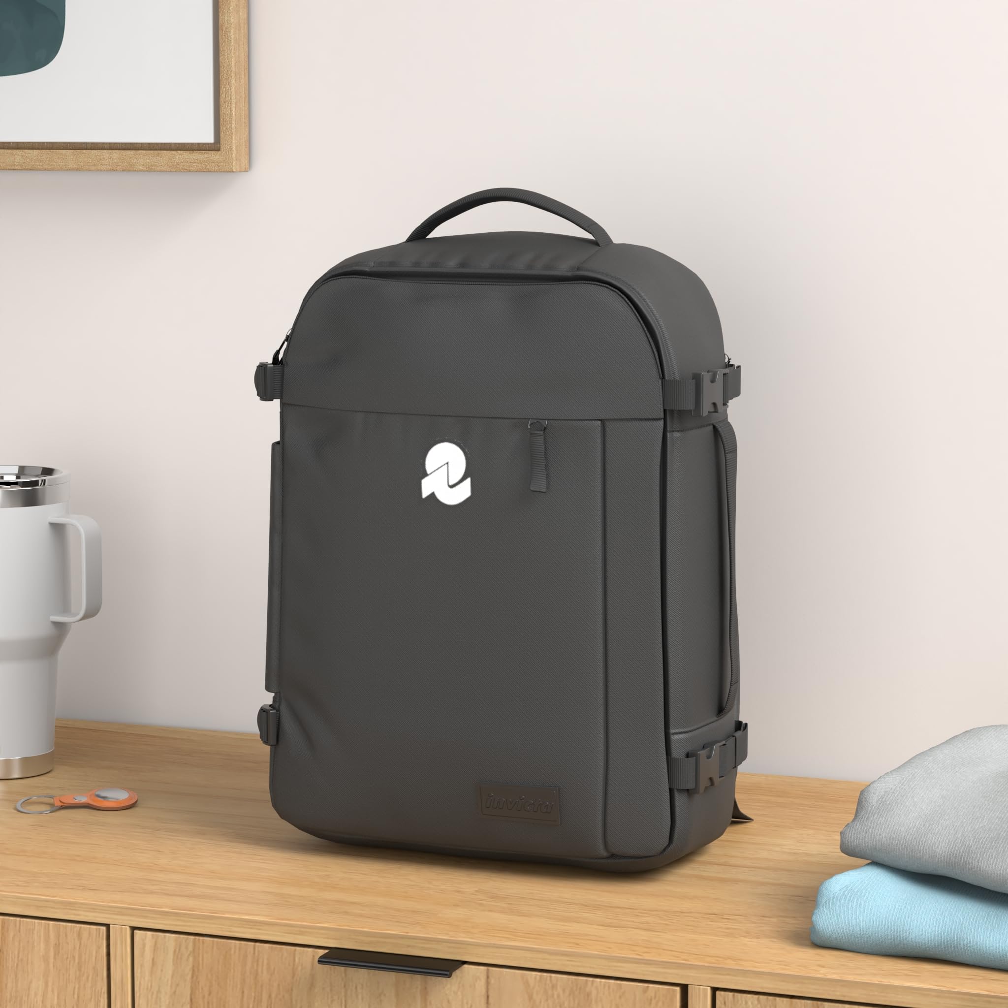 Titolo SEO: Invicta Viaggio Zaino Viaggio Portaoggetti Bagno Nero - Dettaglio