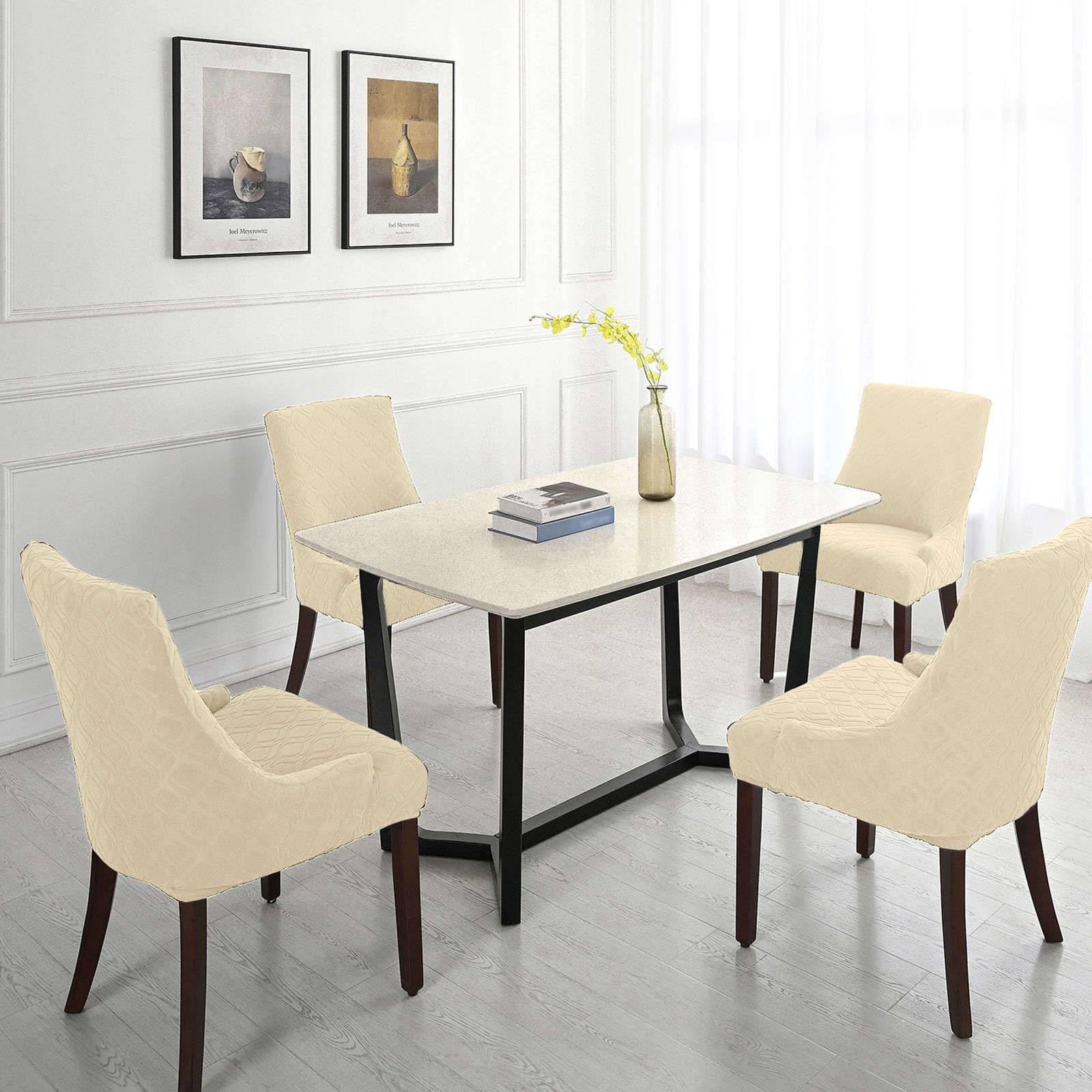 Funda Lateral para Sillas de Comedor-Beige-Pack de 2 | Funda De Sillón Orejero Lateral Impermeable y Elástica, Protector de Asiento Extraíble y Lavable para Banquetes y Decoración