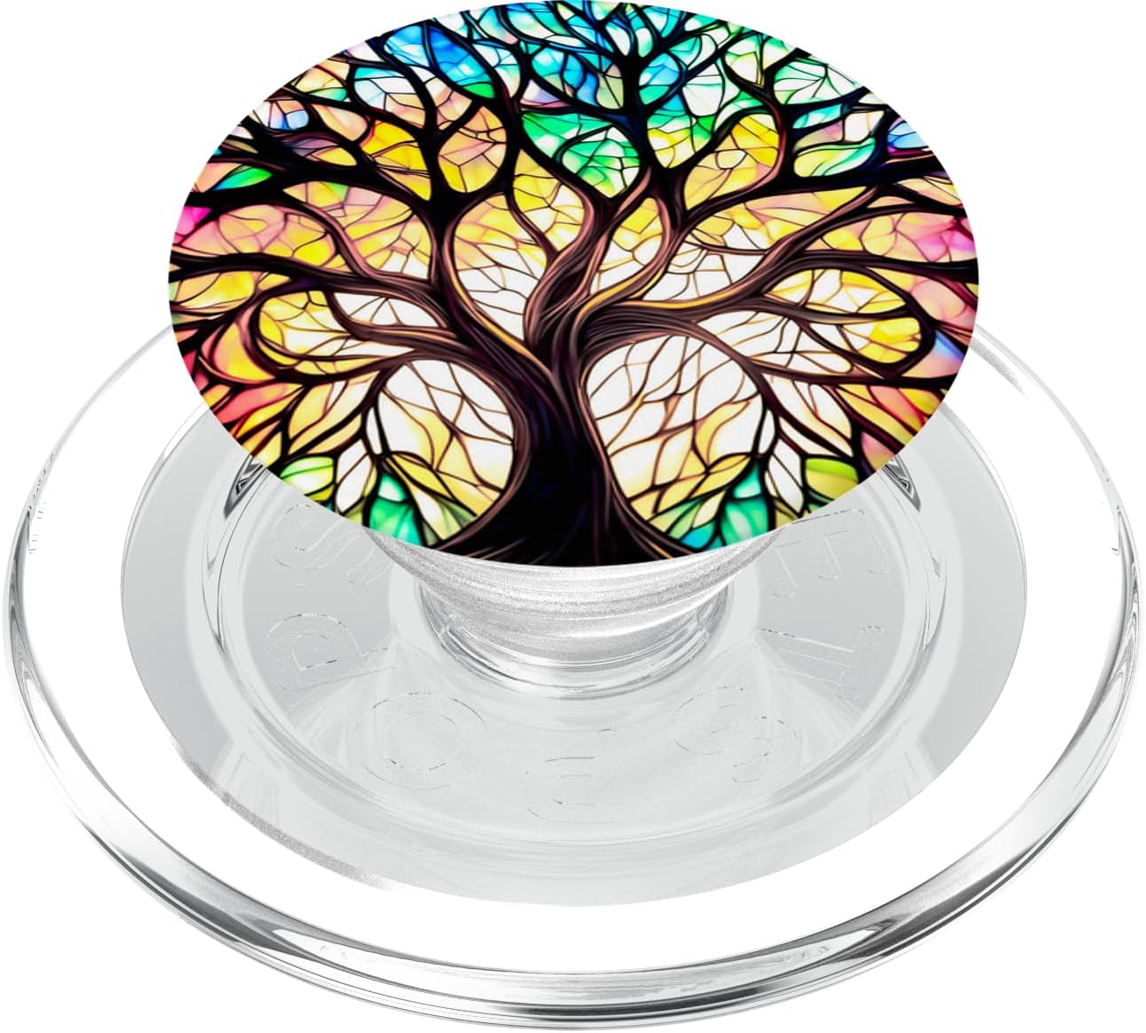 Rainbow Tree of Life Stained Glass Phone Grip PopSockets MagSafe PopGrip for iPhone