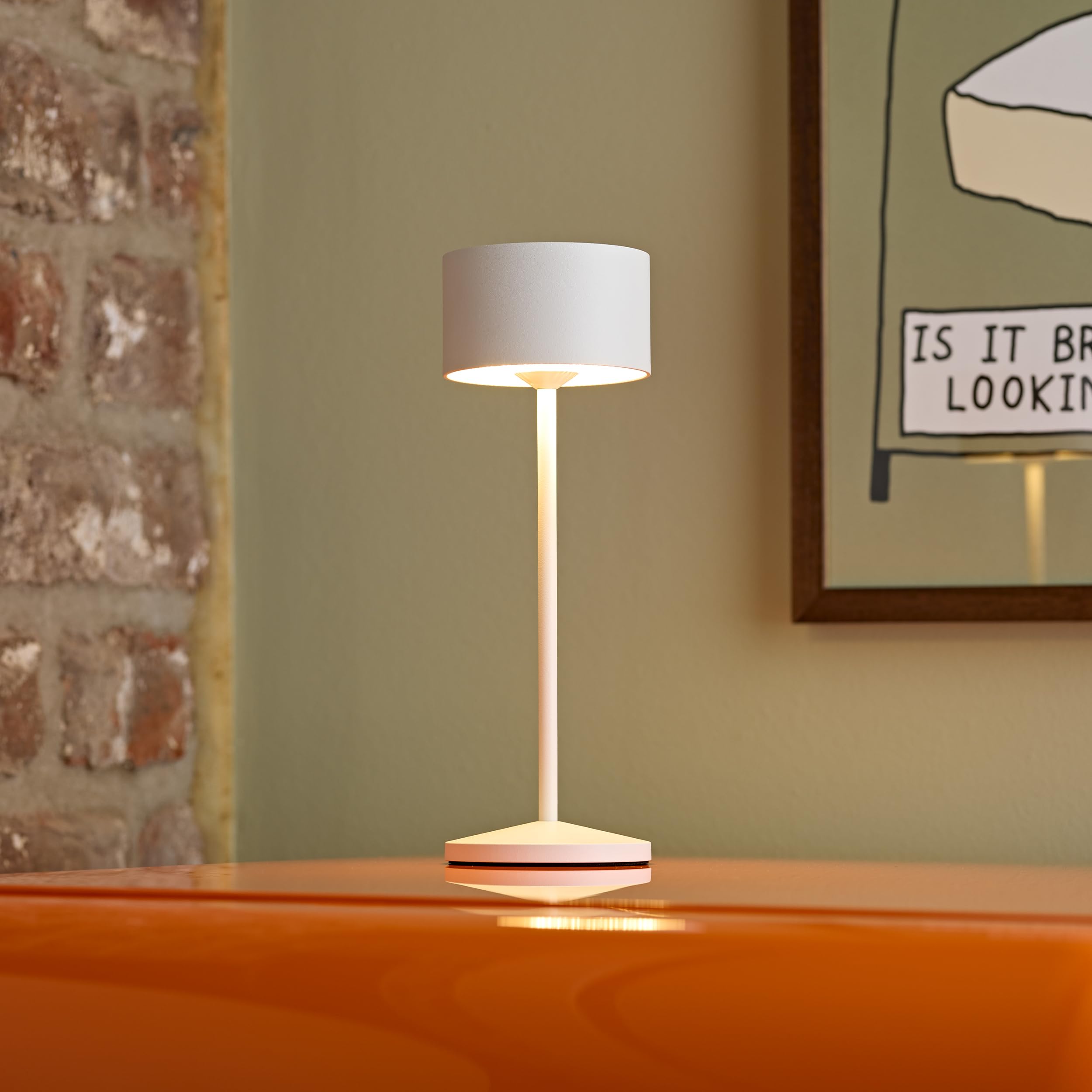 SIGOR Veluna schneeweiß - LED Akku-Tischlampe dimmbar & kabellos mit FlexMood (2200K/2700K), bis 14h Leuchtdauer, USB-C Ladefunktion, IP44 Outdoor & Indoor, Aluminium, Design-Lampe