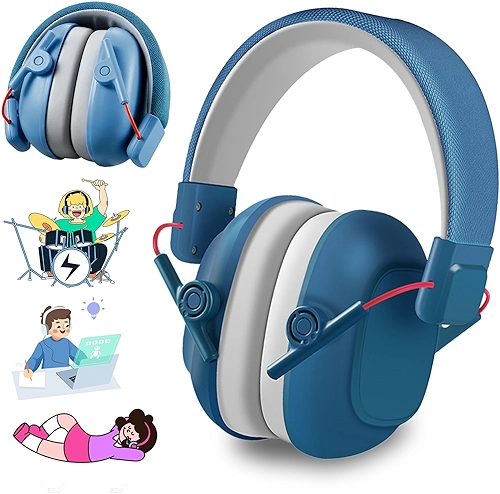 Abafador de Ruidos Infantil, Abafador de som autismo, Uma redução de ruído de 29dB, adequados para crianças de 3 a 16 anos, são uma escolha ideal para proteger a audição e auxiliar na concentração
