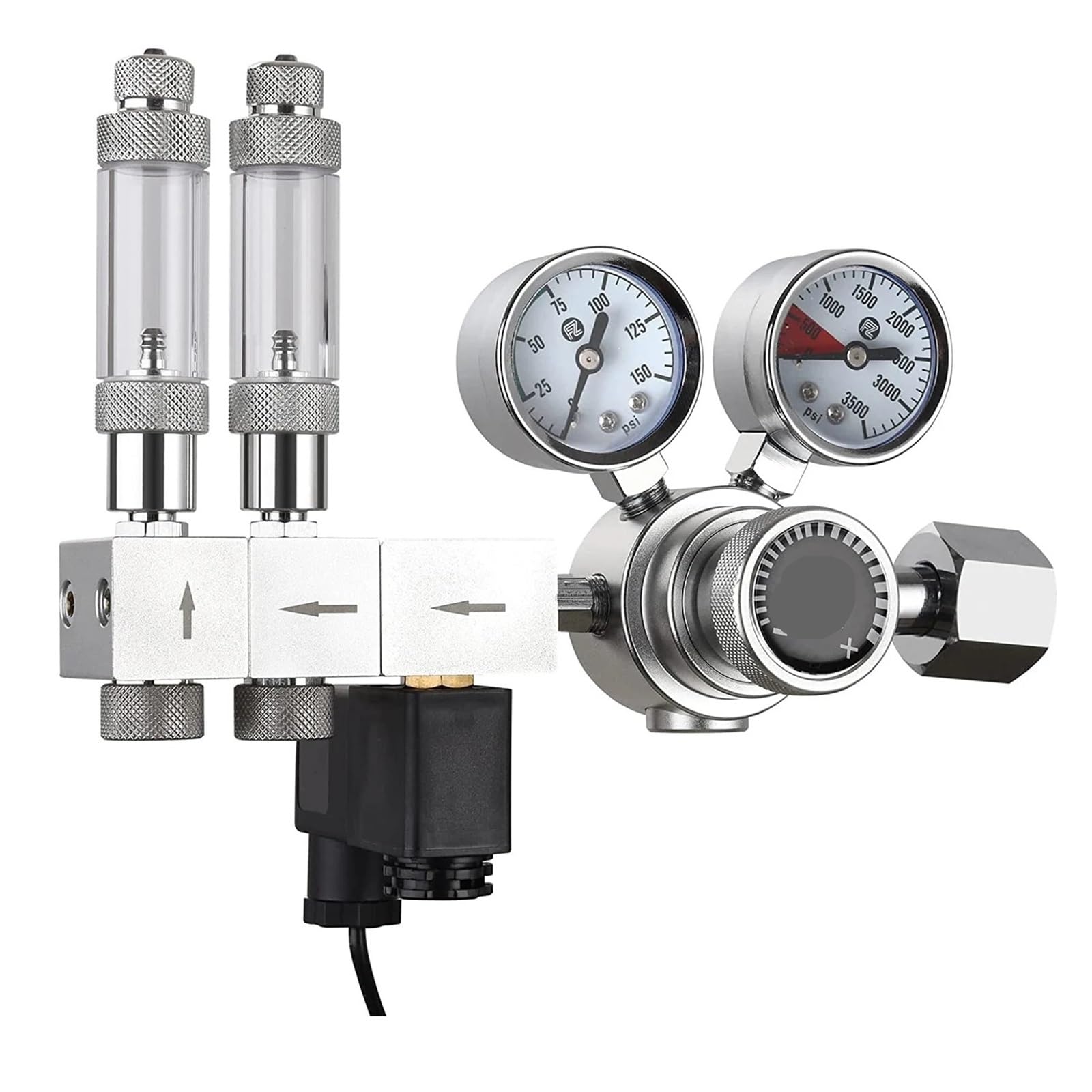 Regulador de CO2 de Doble Etapa Aquarium Pro Series, Salida Ajustable con solenoide de CC y colector desechable(CO2 Regulator,W21.8)