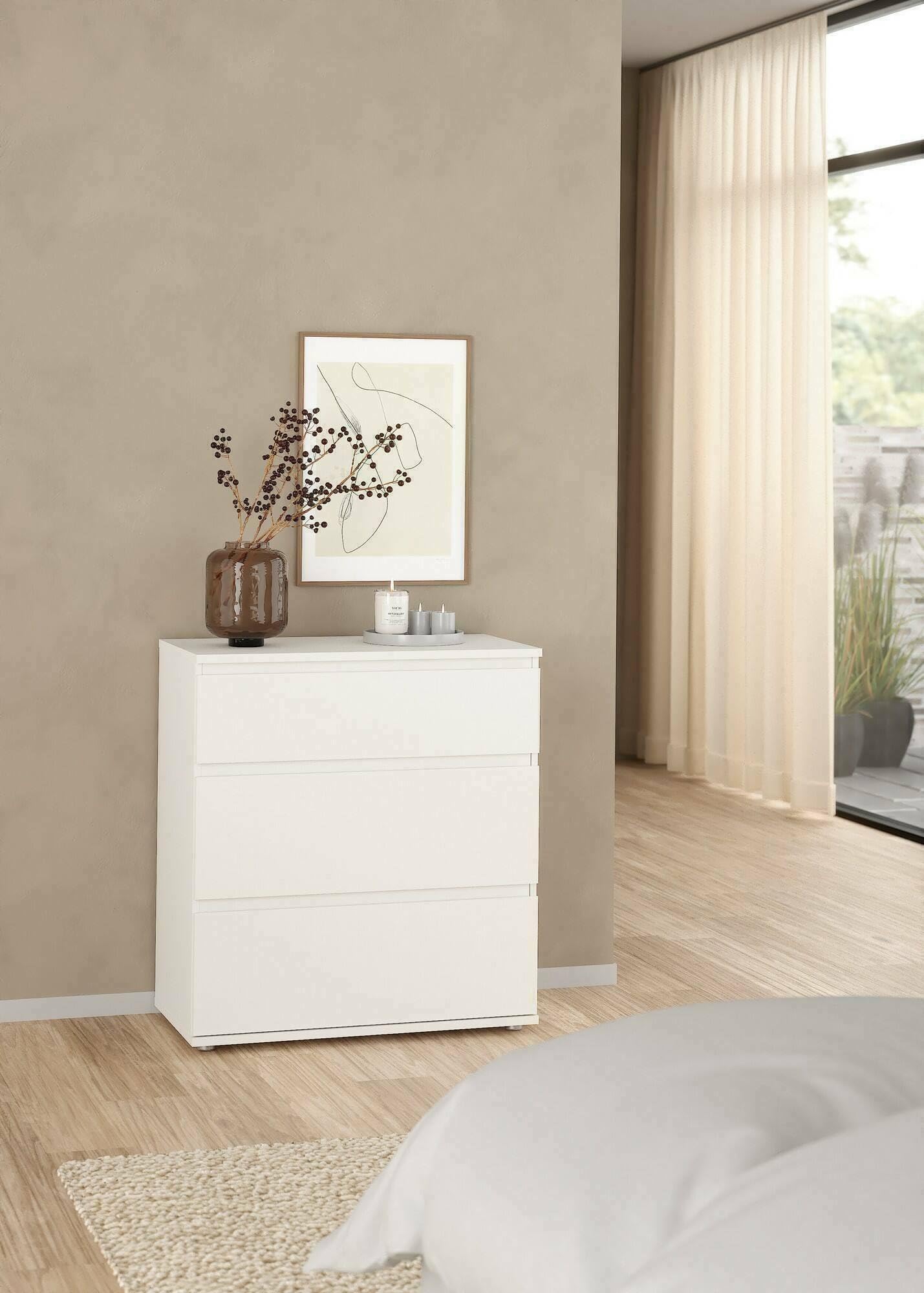Dmora - Commode Pomme, Commode polyvalente, Commode de chambre, Meuble avec tiroirs, 77x40 h84 cm, Blanc