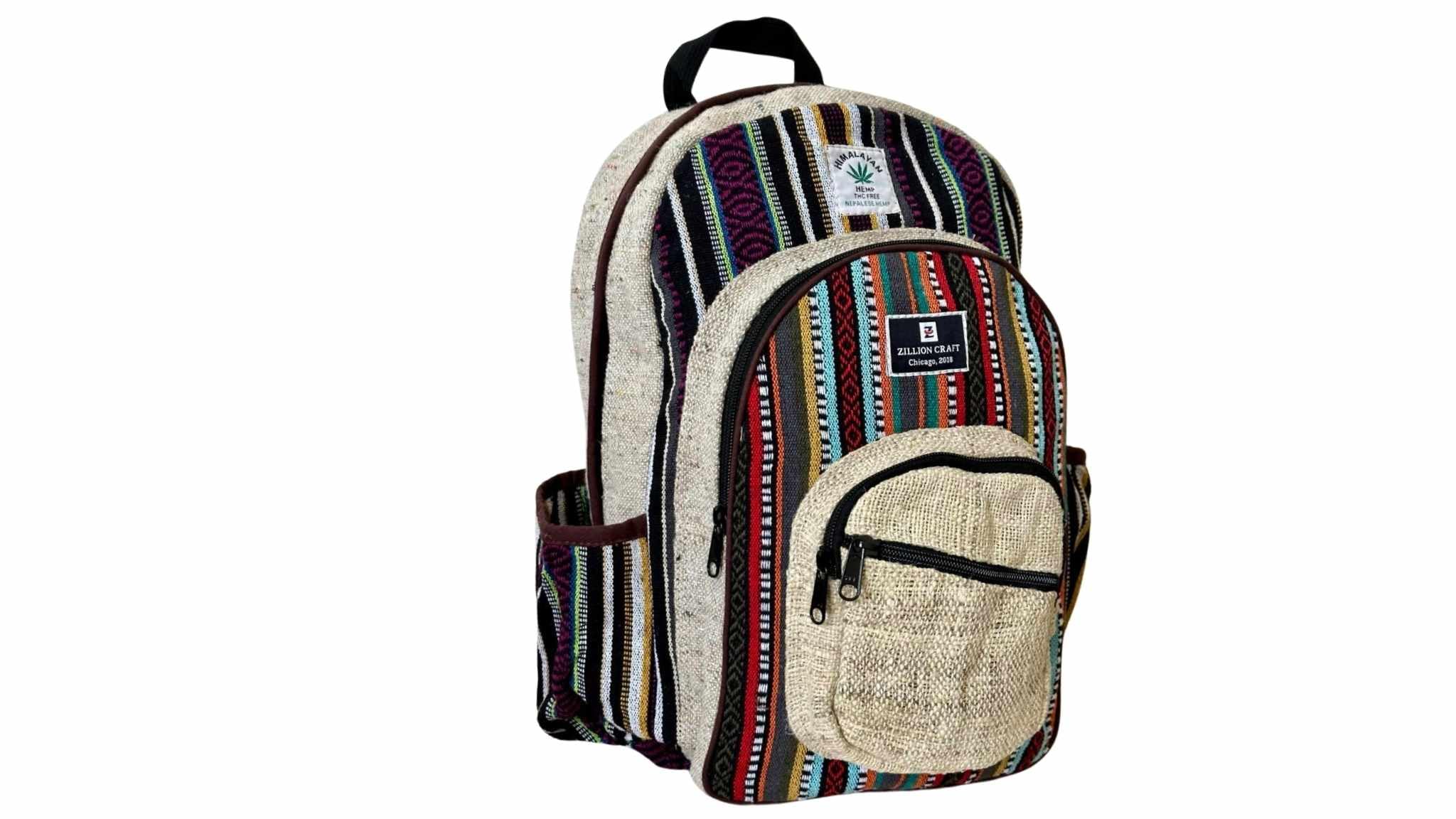 Zillion Craft Large Hemp Backpack - Handmade, Natural Fiber, Multi-Pocket Daypack For Travel & College 2 thumbnail image