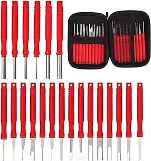 21pcs Terminal Pin Removal Tool Kit, Upgraded Electrical Wire Connector Pin Release Tool Kit, Electrical Connector Depinning Tool Set Terminal Pin Extractor Tool Kit for Household Devices Automotive