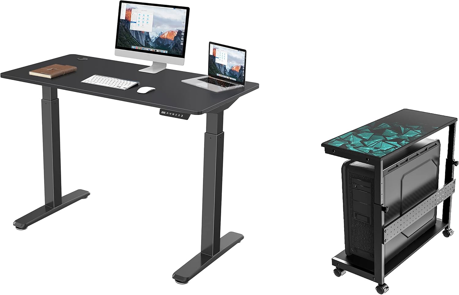 EUREKA ERGONOMIC Standing Desk with CPU Holder Cart Under