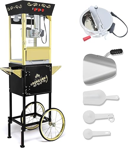 Miniatura 13 de Máquina de palomitas de maíz de 20 onzas con carrito, máquina de palomitas de maíz para cine con ruedas y control de 3 interruptores, máquina