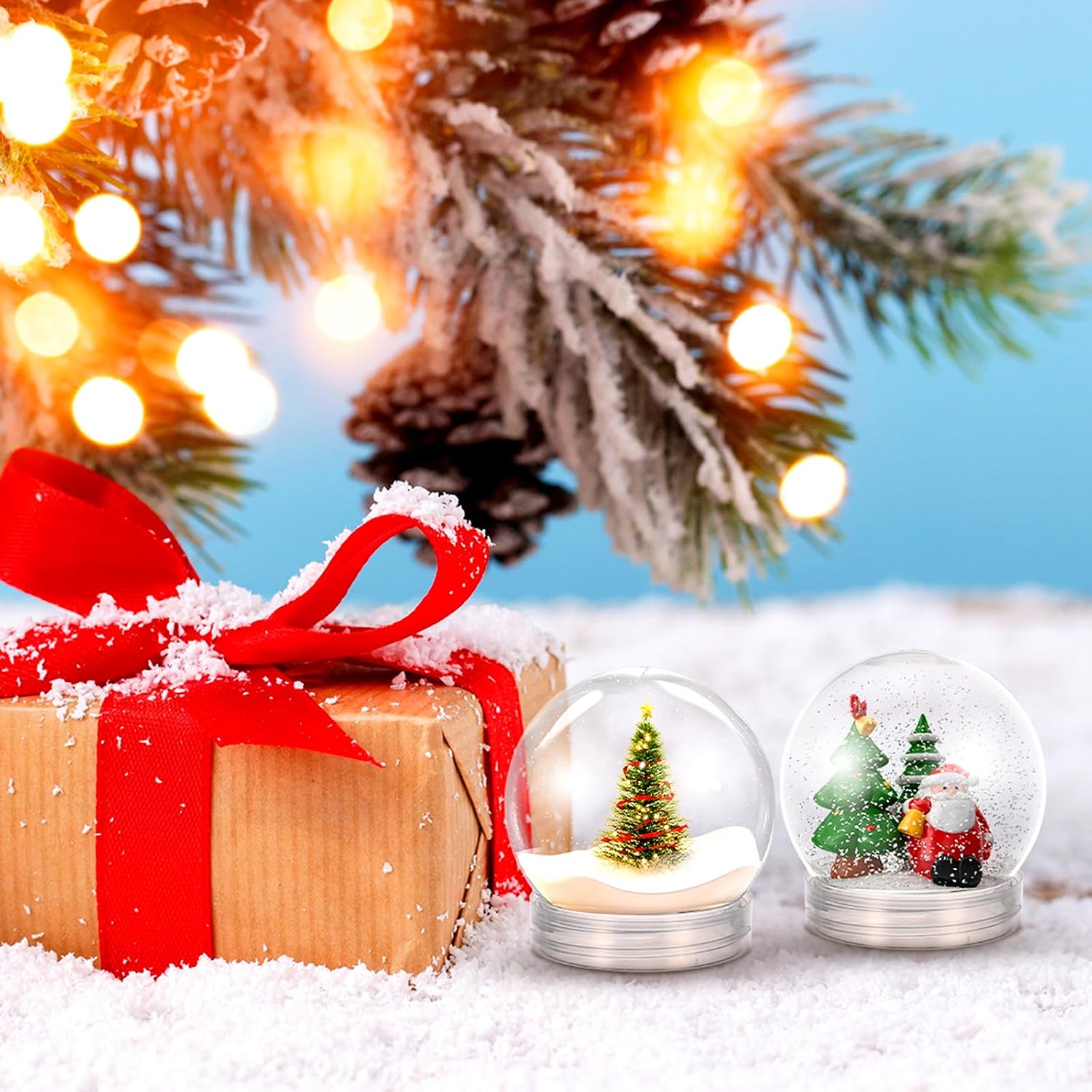 20pcs DIY Snow Globe Water Globe 2.4 Inch Clear Plastic Fillable with Screw Off Cookies Candy Jar for DIY Crafts and Customization Home Decoration - Image 8