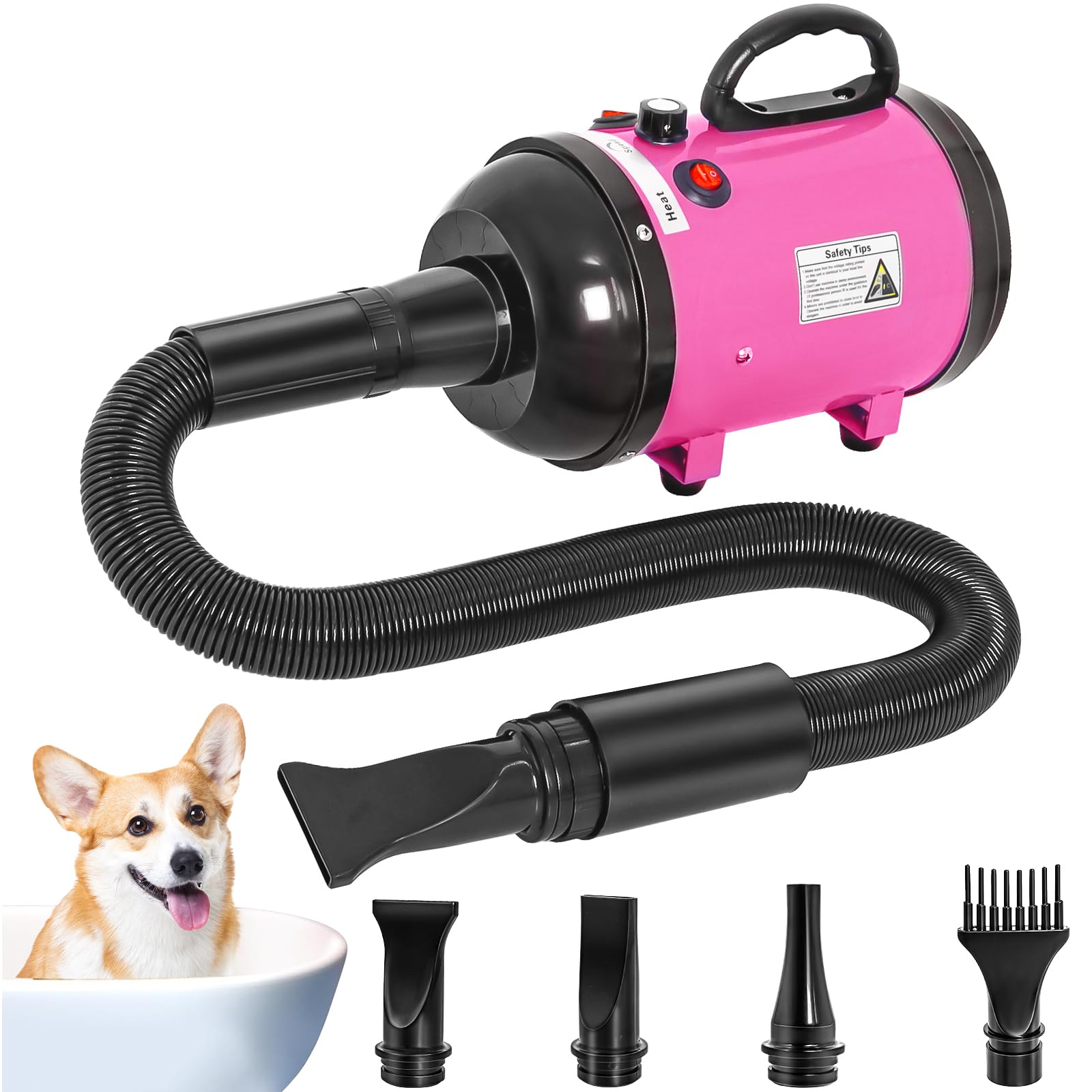 Dog Dryer for Large Dogs 5.2HP 3800W High Velocity Pet Hair Dryers with Heater for Grooming, Spind Temperature Adjustable Pet Dryer Machine with 4