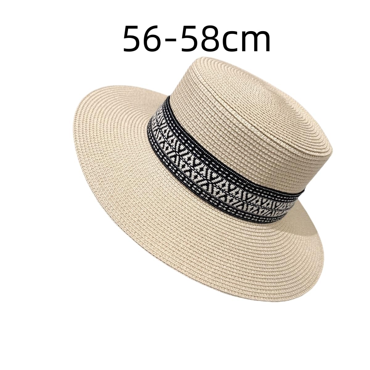 Sombrero de Paja Ajustable de Estilo Bohemio para Mujer,de Verano,con Parte Superior Plana,Transpirable,de ala Ancha,Ideal para Playa,Exteriores,Vacaciones y Viajes