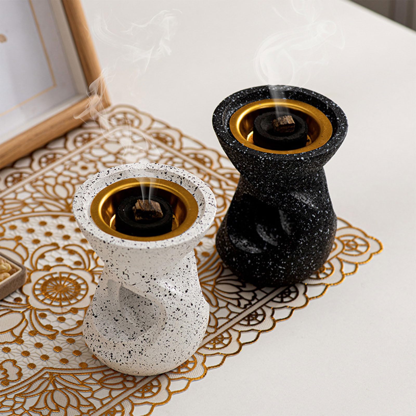 Kominek do aromaterapii, Aromaterapie Bliskiego Wschodu, uchwyt na kadzidełka do dekoracji domu, biura, jogi, dyfuzor zapachowy(Black)