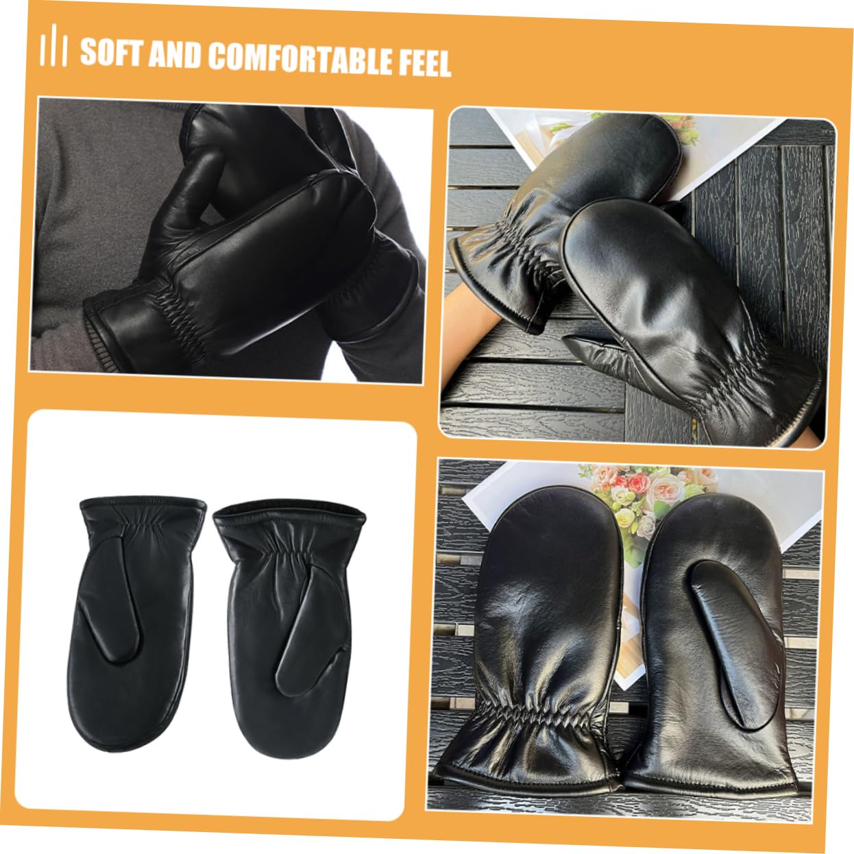 Healvian Mitones De Cuero Para Hombre Guantes Térmicos Diseño Sin Dedos Para Climas Fríos y Actividades Múltiples