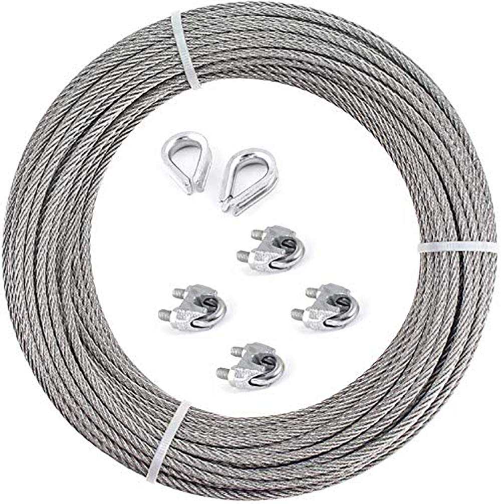 de cuerda de alambre, Kit de Luces para Exteriores, Kit de Suspensión de Cuerda,3mm de acero galvanizado Cable de Acero (20m)