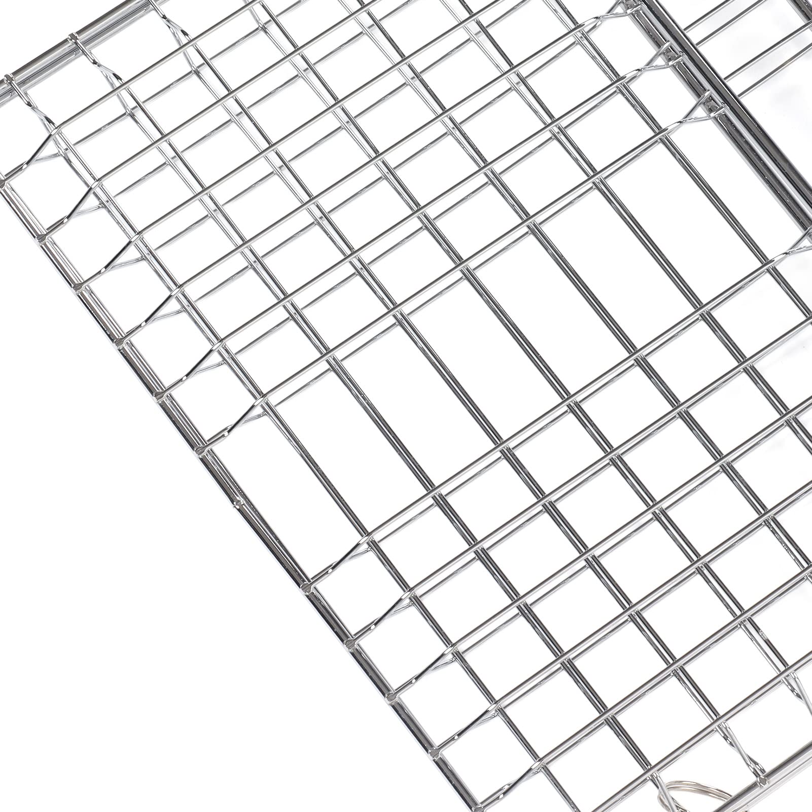Cestello per griglia, griglia in acciaio inossidabile, distribuzione uniforme del calore, antiruggine, facile da fissare, griglia per pesci, manico in faggio antiscottatura, griglia per barbecue