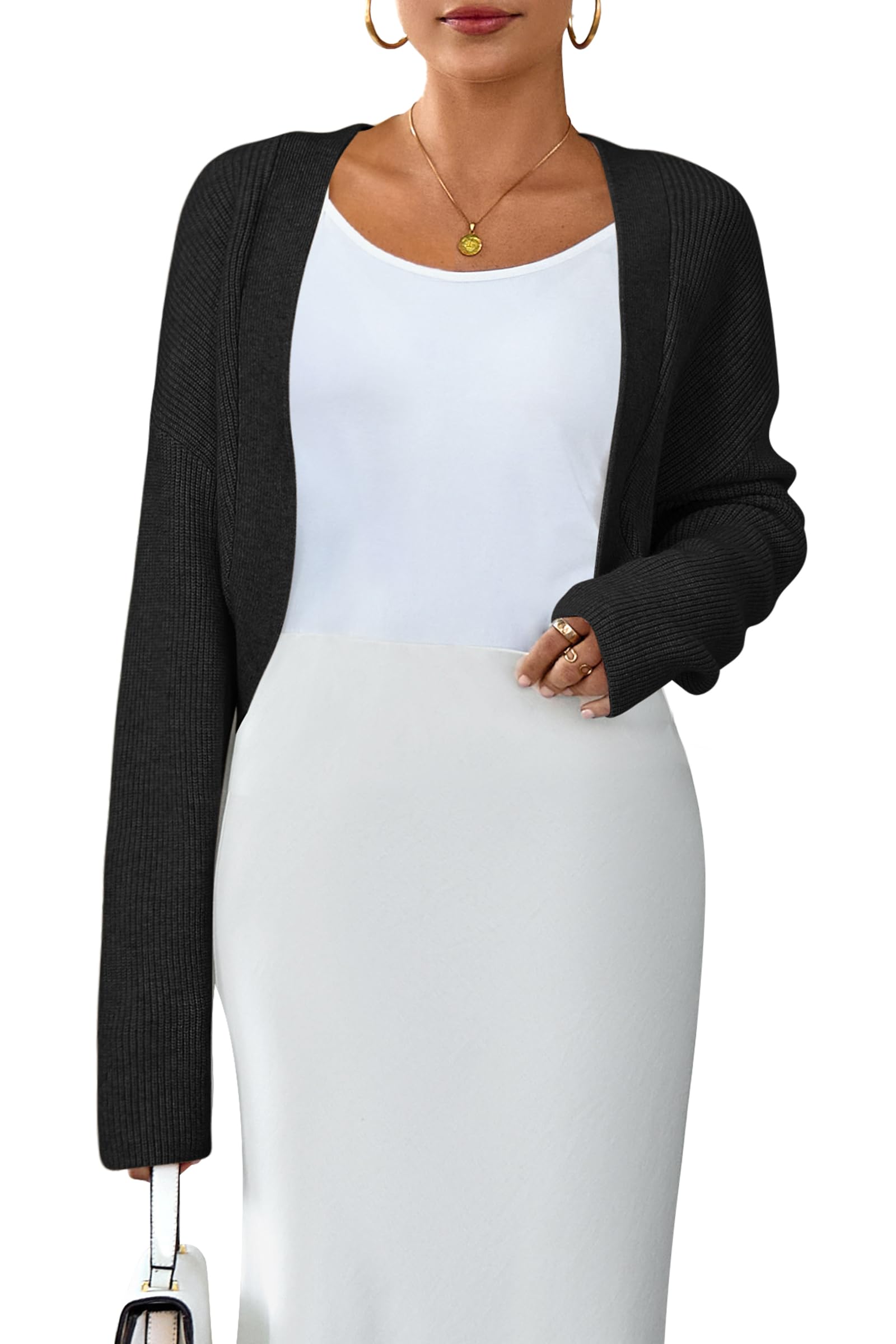 Arach Cloz Womens Wool Blend Sweaters Fall Cropped Cardigan Bolero Shrug for Dresses 2025