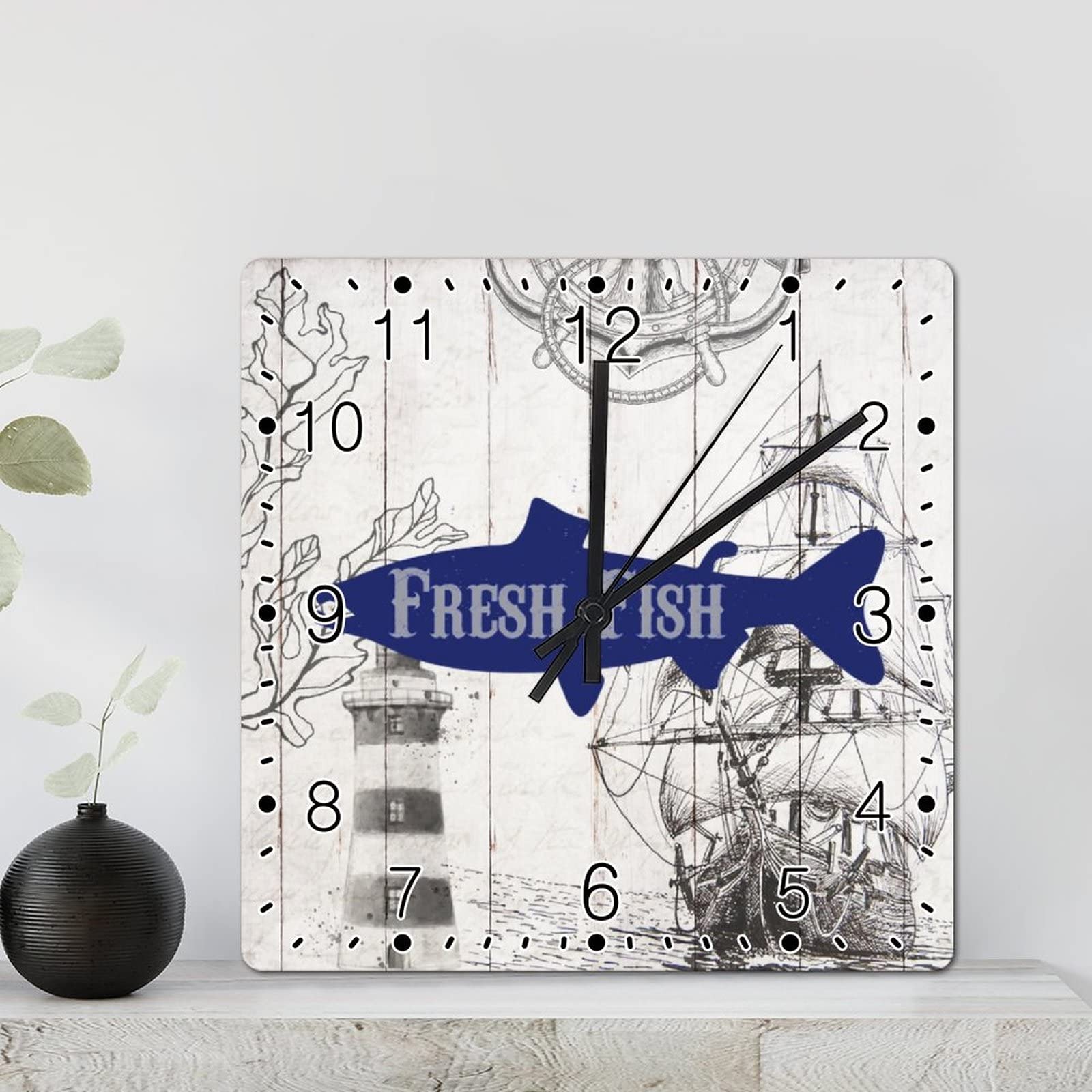 Horloge murale rustique en bois de 30,5 cm au design vintage épuré