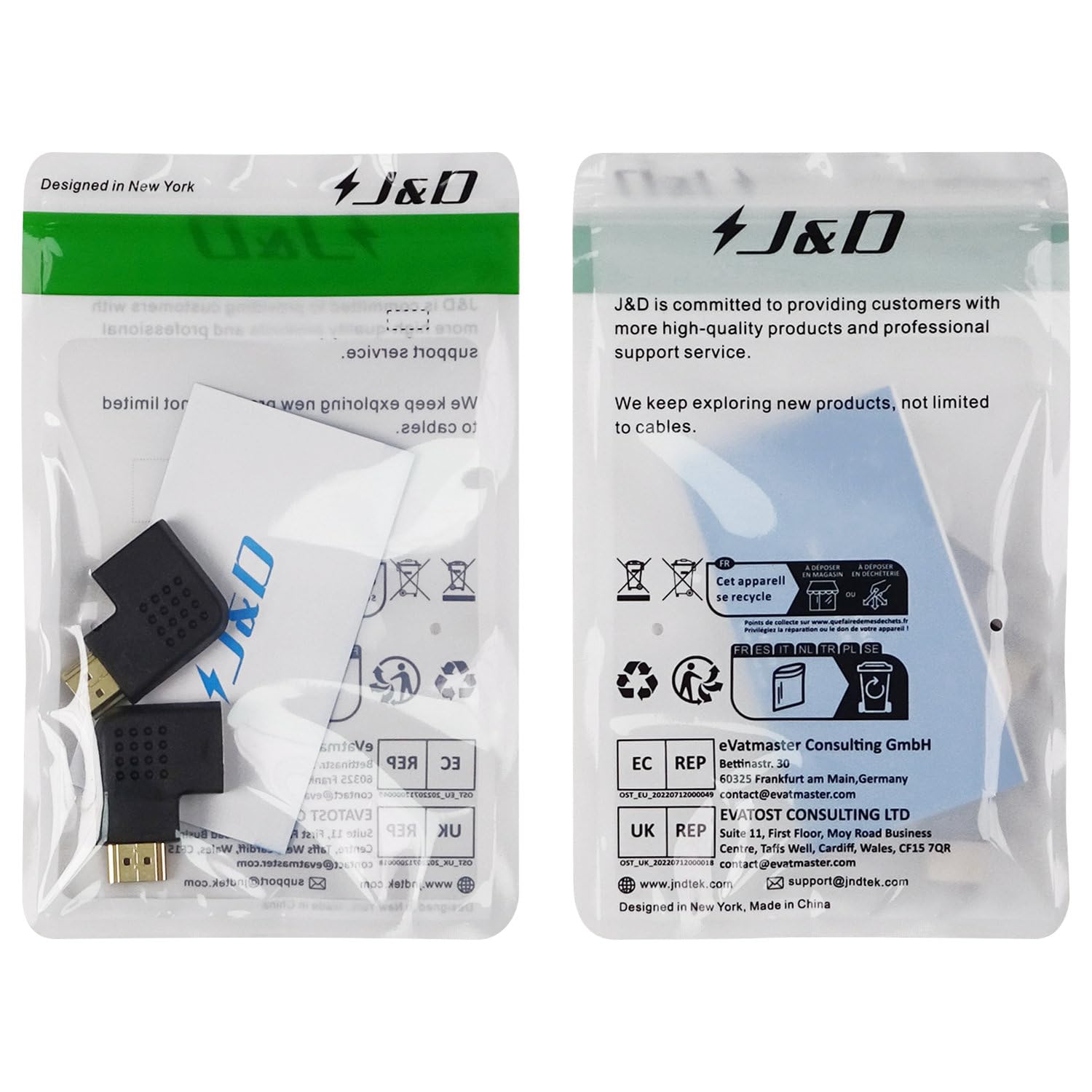 Set 4 Adattatori HDMI Angolati 90/270 Gradi - Maschio/Femmina Per TV, PC, Console Con Connettori Oro