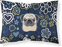 Vista 1 de Caroline's Treasures BB5113PILLOWCASE - Funda de almohada decorativa de tela de pug cervatillo con flores azules, ligera, súper suave, fácil