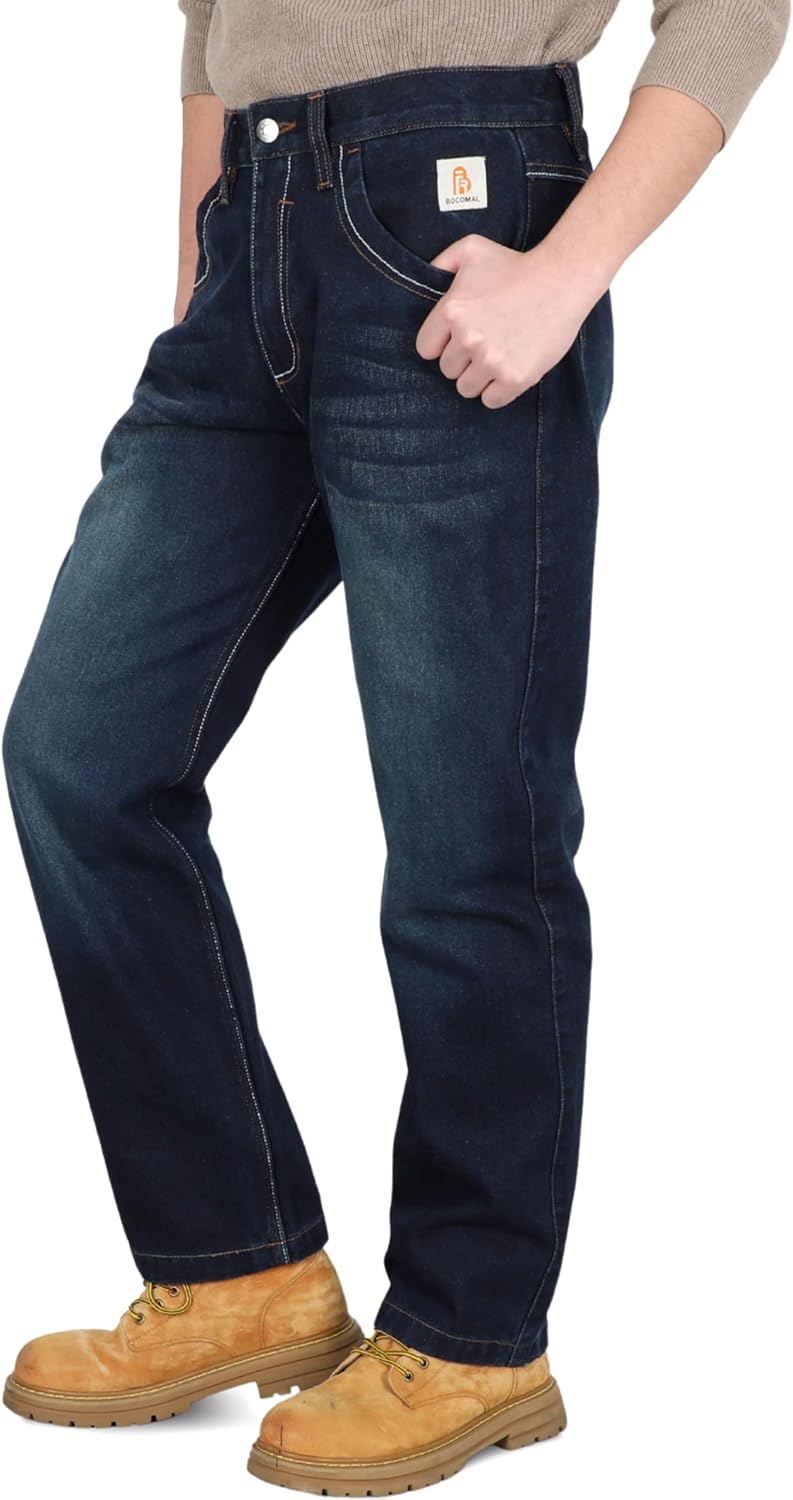 BOCOMAL FR Pants for Men Relax Fit Flame Resistant Jeans 14oz Heavy Duty Washed Work Jeans - Image 3