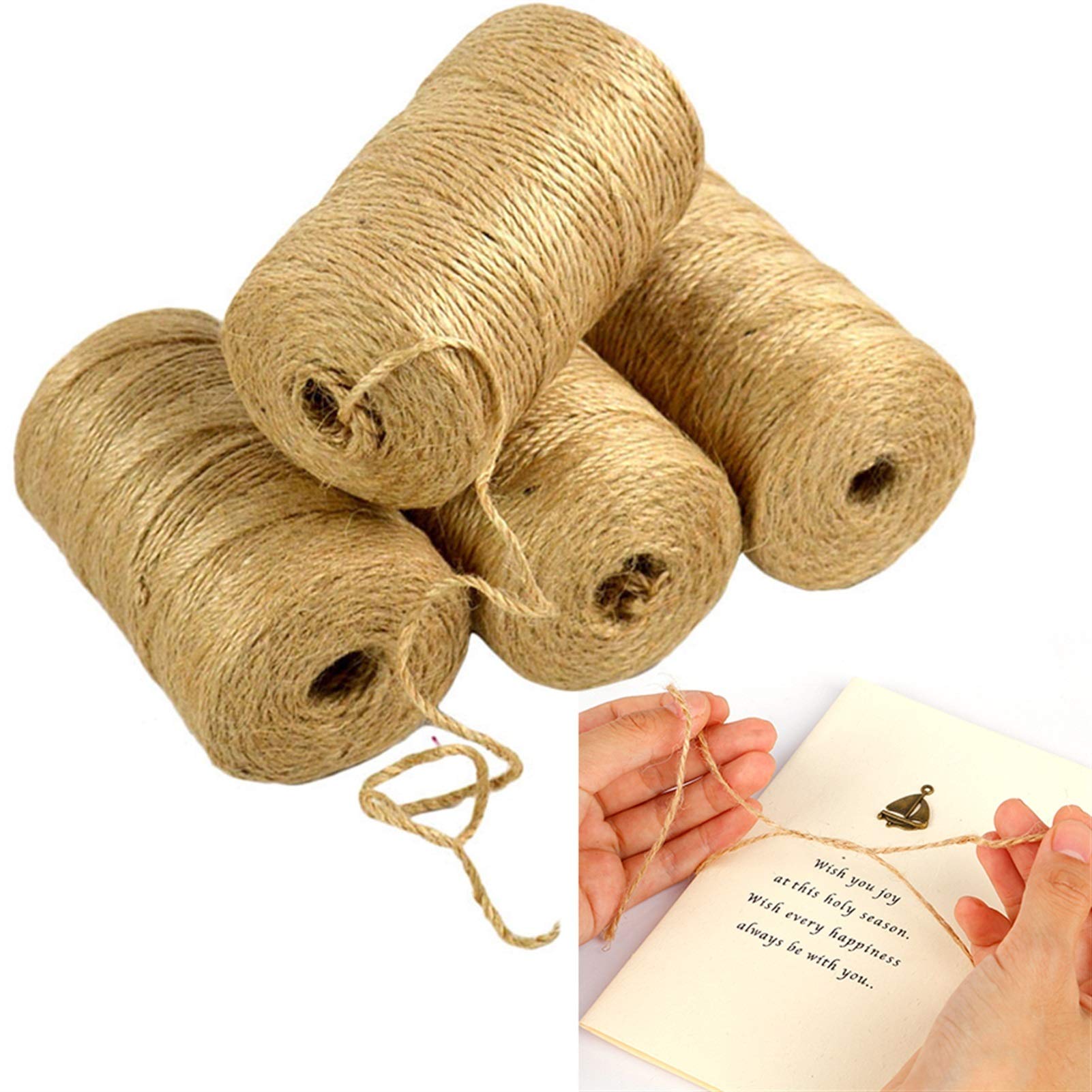 Bclla Zkenshan-Natural Jute Twine 60m/Roll Natural Hemp Rope DIY Wedding Home Woven Twine String Linen Jute String Gardening Cord, Natural Jute Fiber (Color : Green)